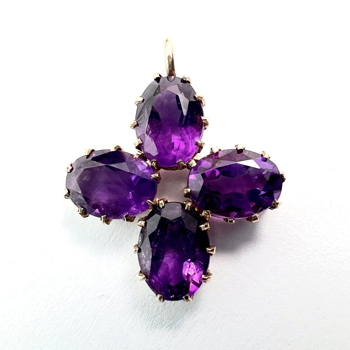 Victorian Style 9CT Gold Amethyst Cross Pendant and Earrings