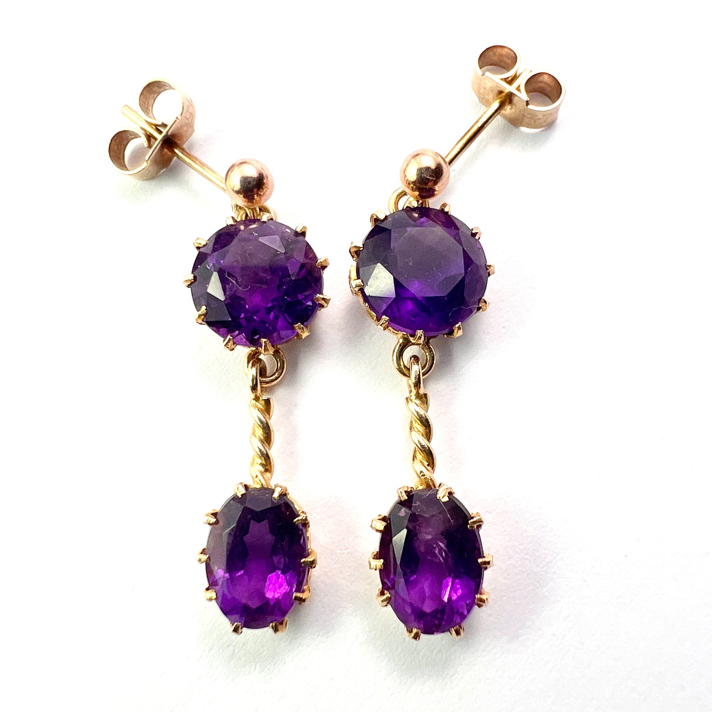 Victorian Style 9CT Gold Amethyst Cross Pendant and Earrings