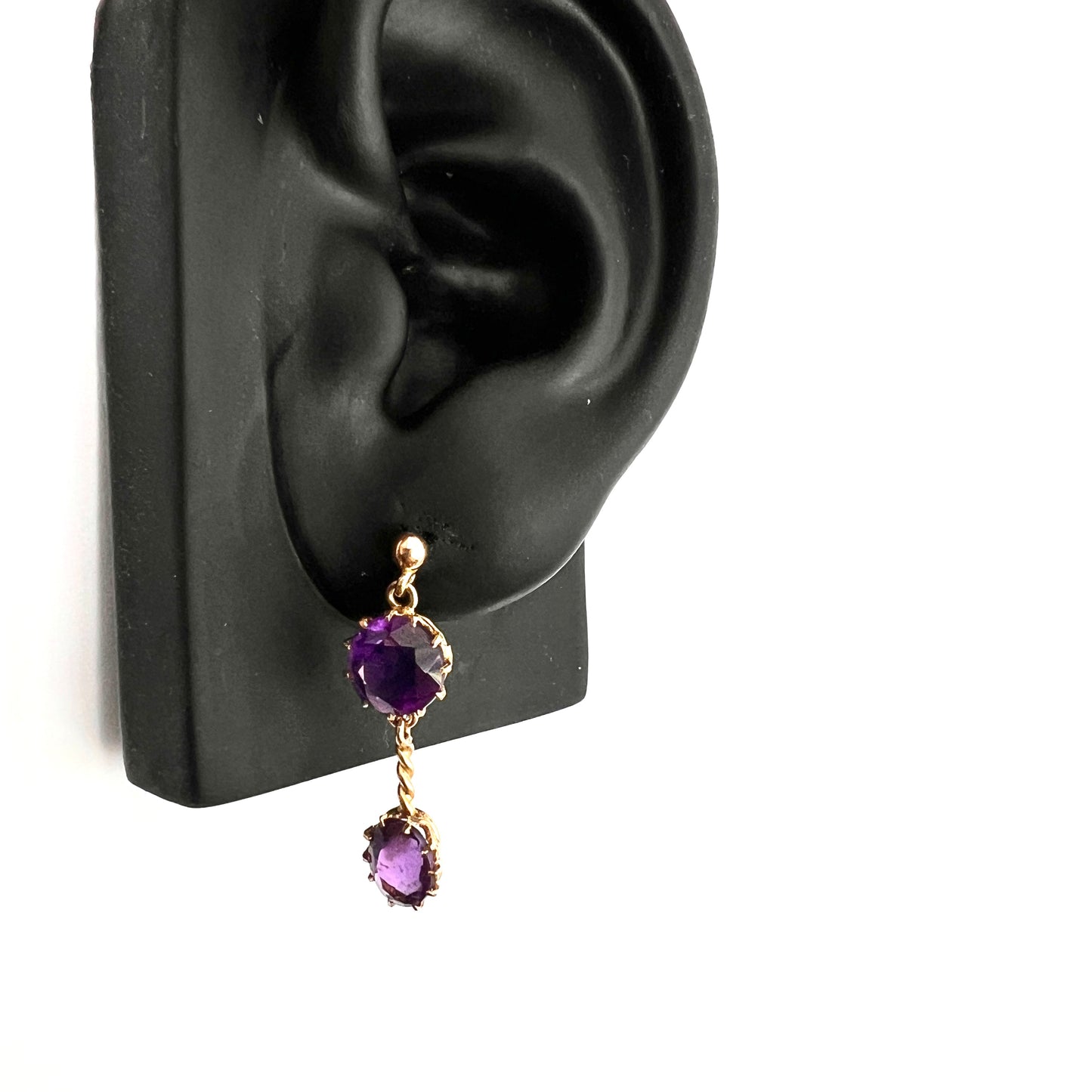 Victorian Style 9CT Gold Amethyst Cross Pendant and Earrings