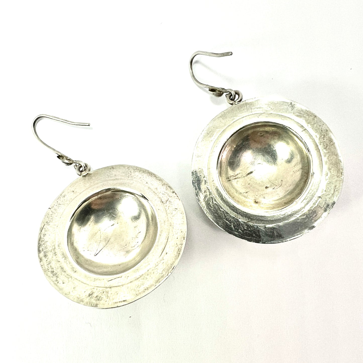 Vintage Silver Chinese Dragon Shield Earrings