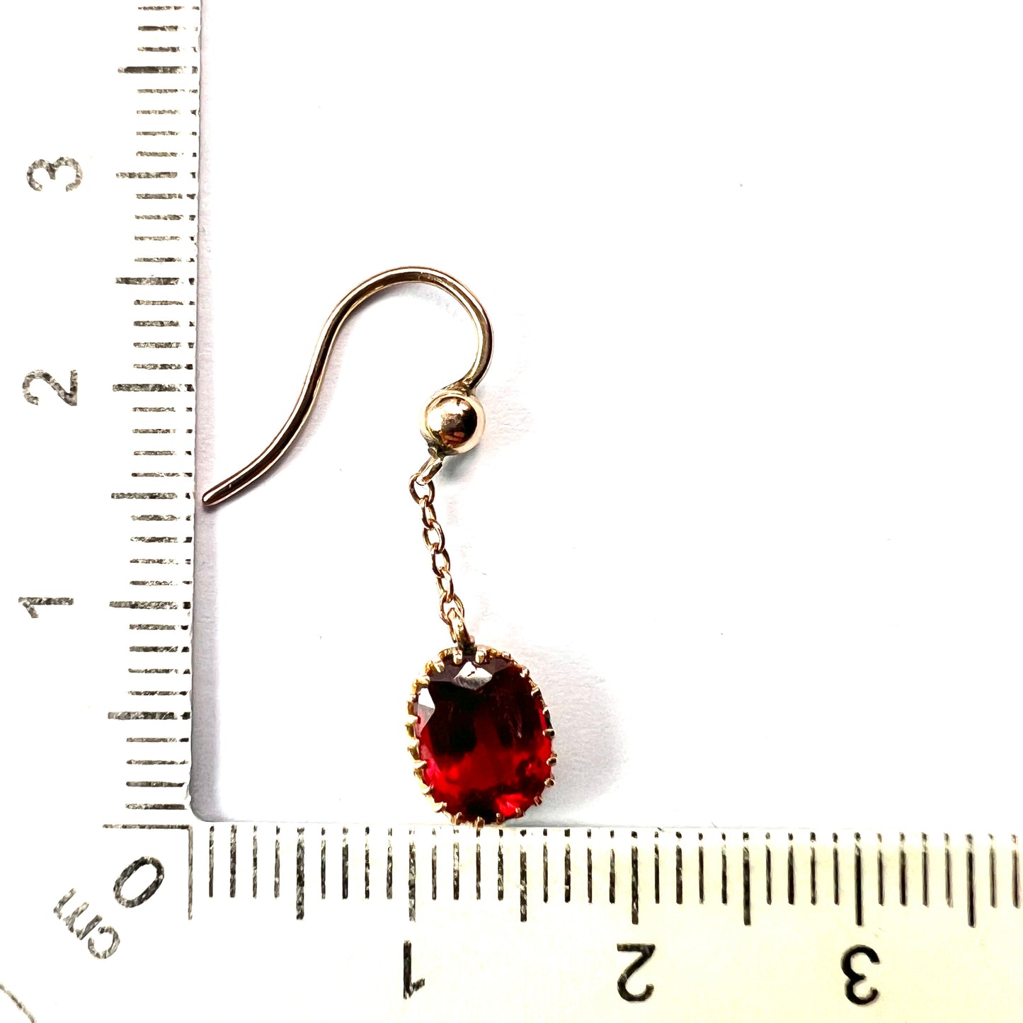 Edwardian 9CT Gold Ruby Chain Drop Earrings