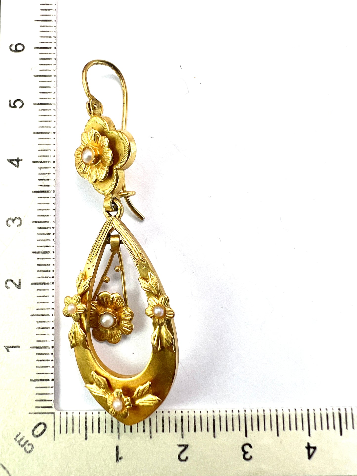 Late Victorian Gold and Pearl Flower Earrings