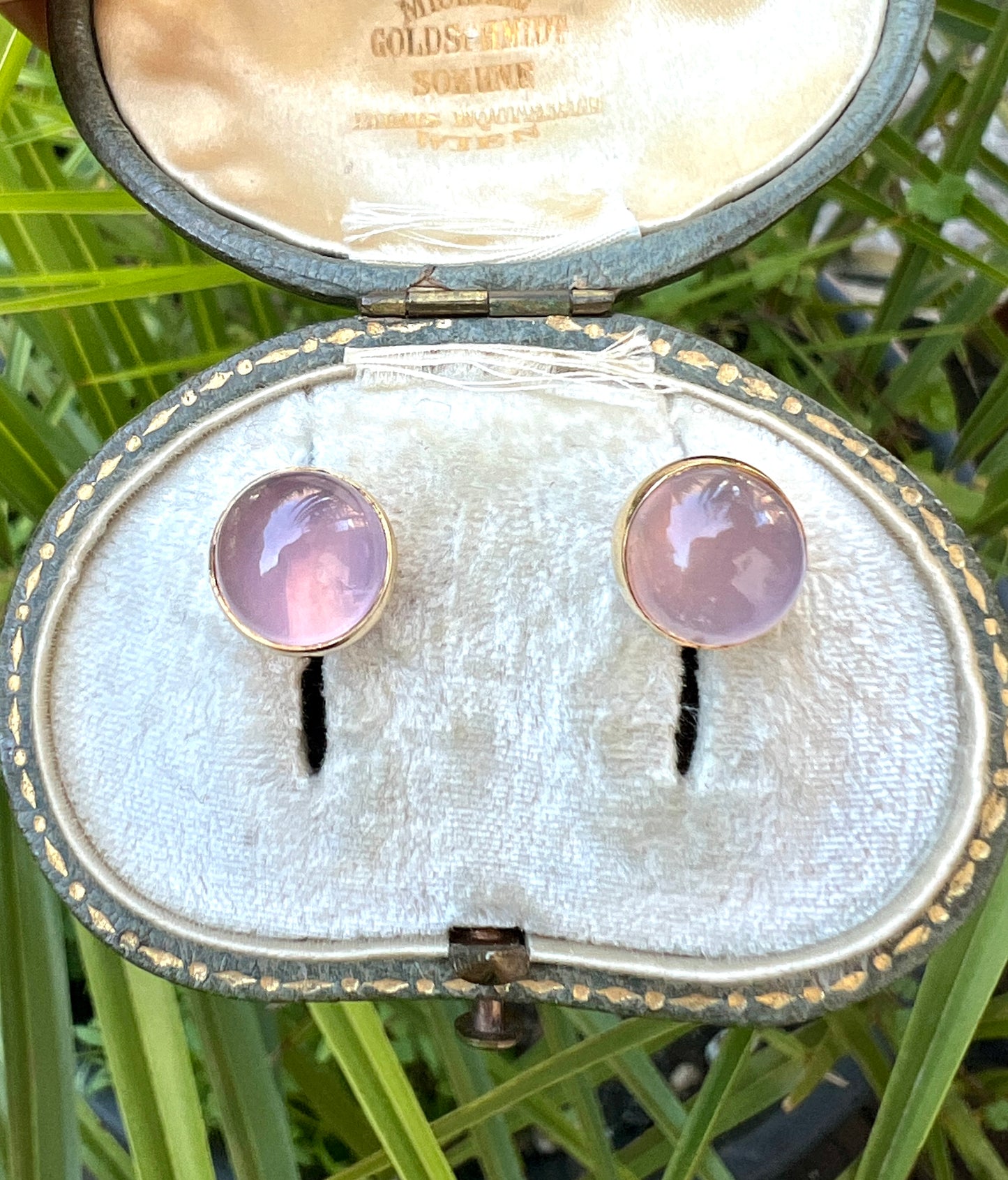 Vintage Rose Quartz 9CT Gold Stud Earrings