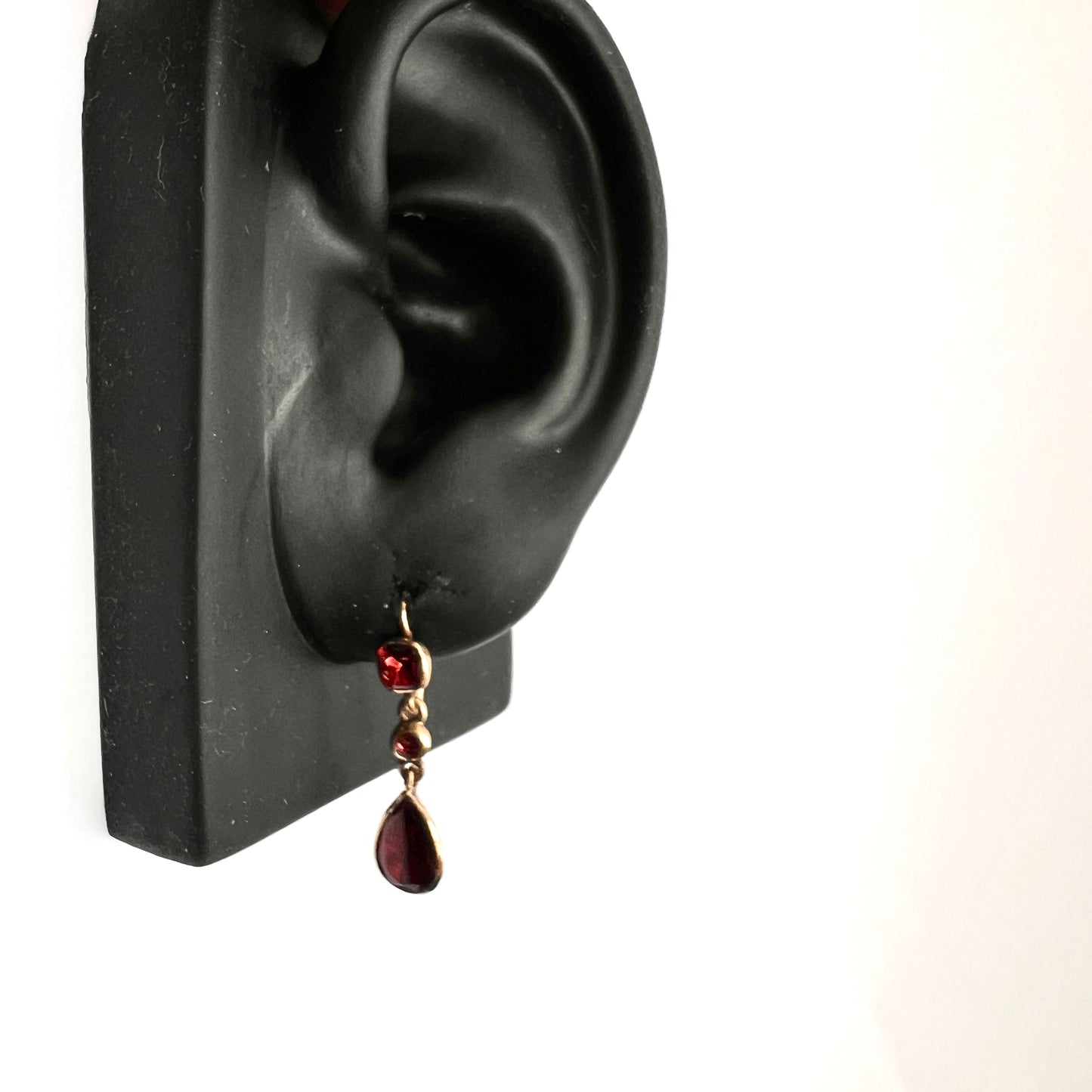 Georgian Garnet Teardrop 9CT Gold Earrings