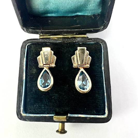 Art Deco Style 9CT Gold Topaz Earrings