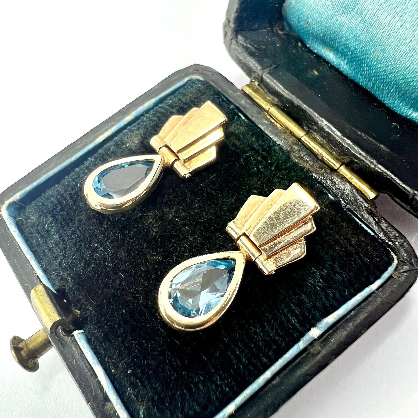 Art Deco Style 9CT Gold Topaz Earrings