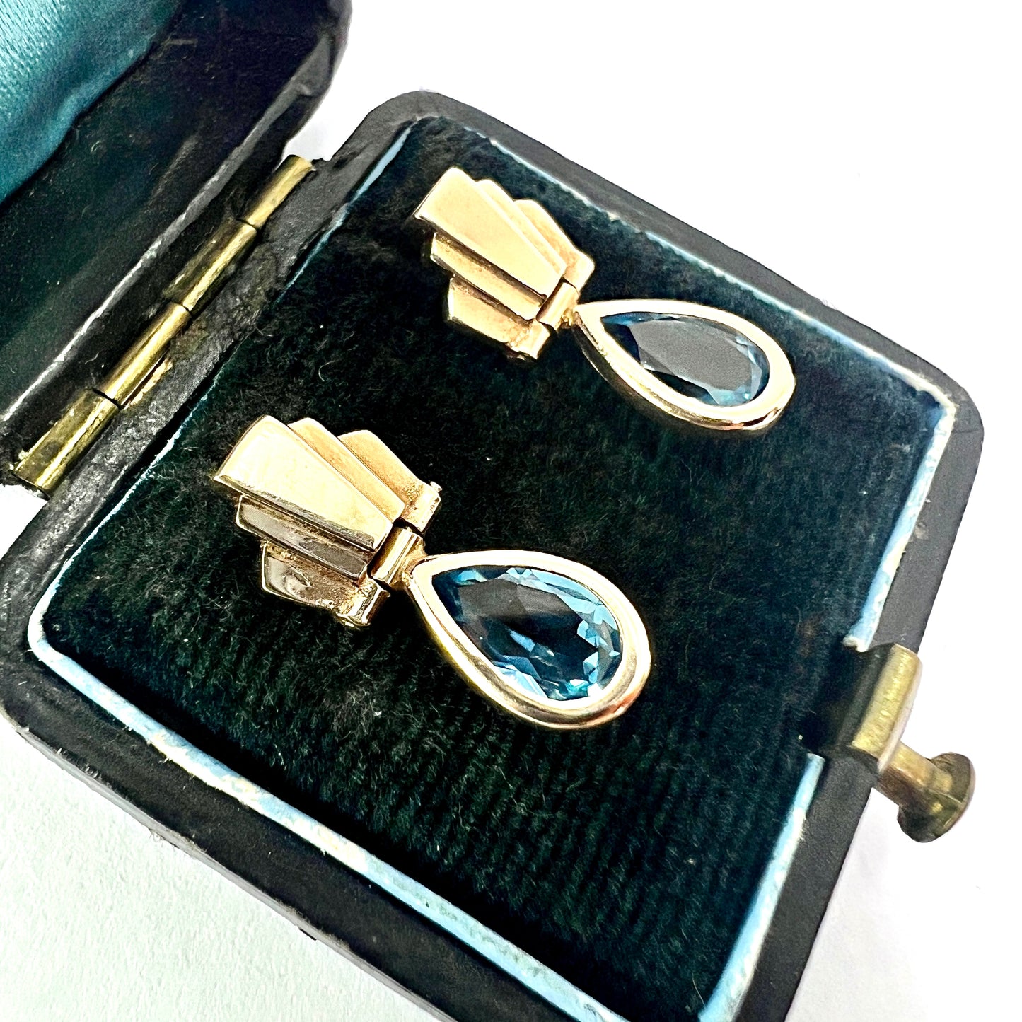 Art Deco Style 9CT Gold Topaz Earrings