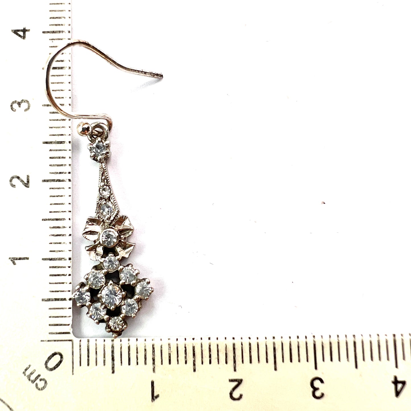 Edwardian Belle Epoque Silver Paste Bow Earrings