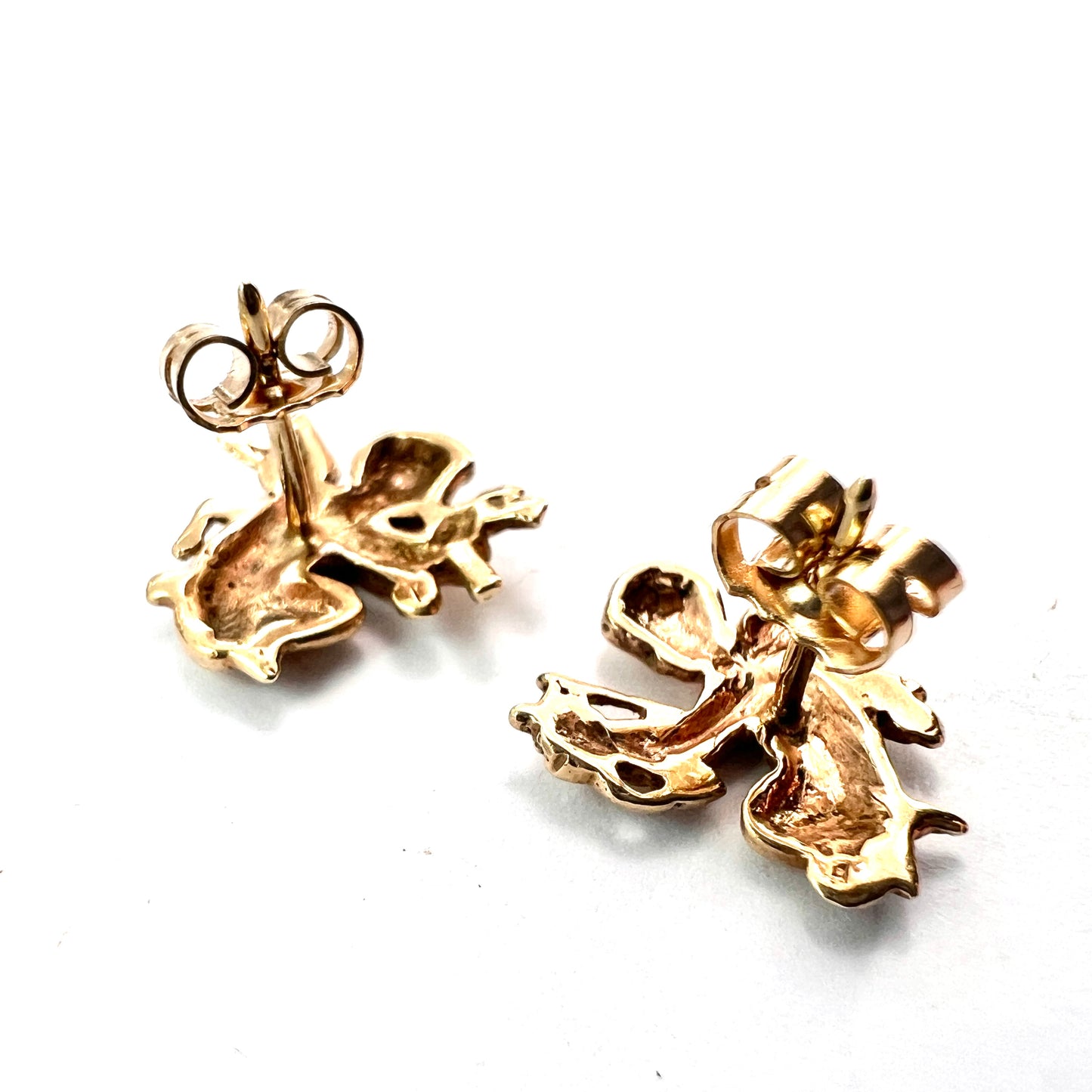 Vintage 9CT Gold Musical Cherub Stud Earrings