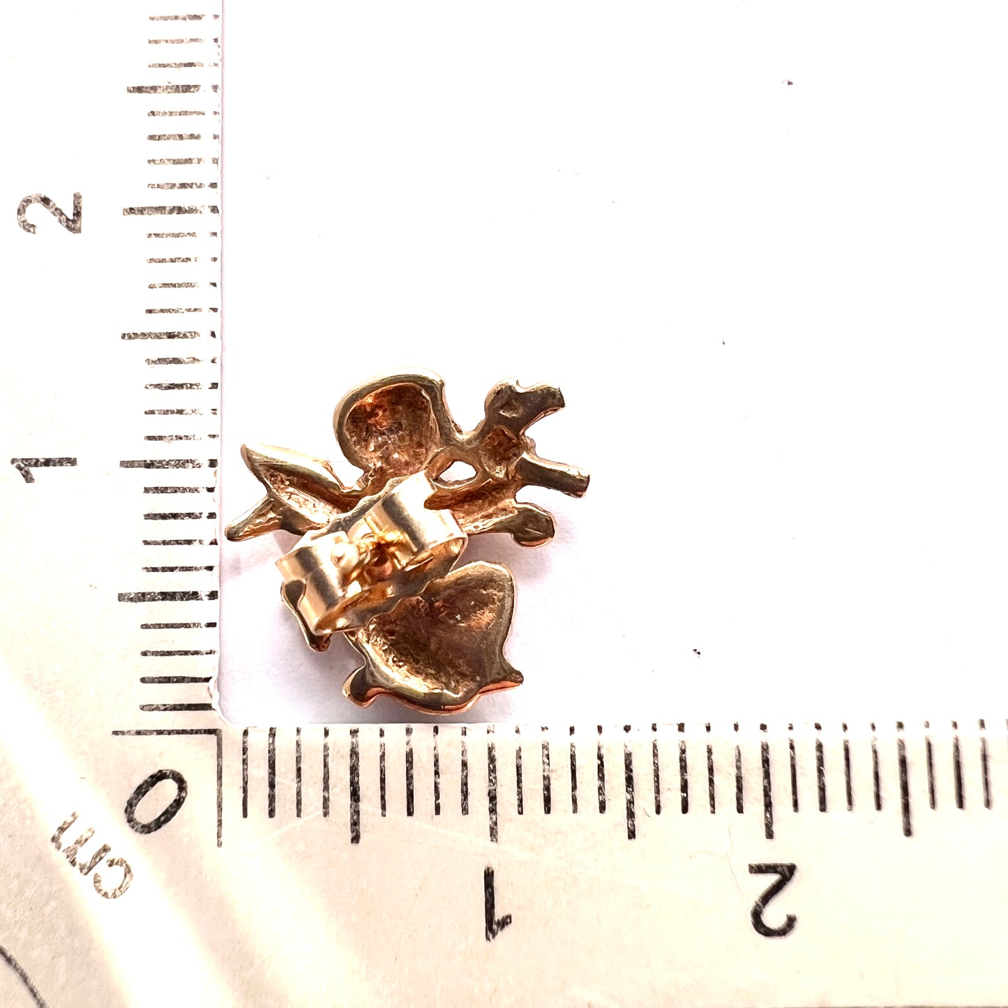 Vintage 9CT Gold Musical Cherub Stud Earrings