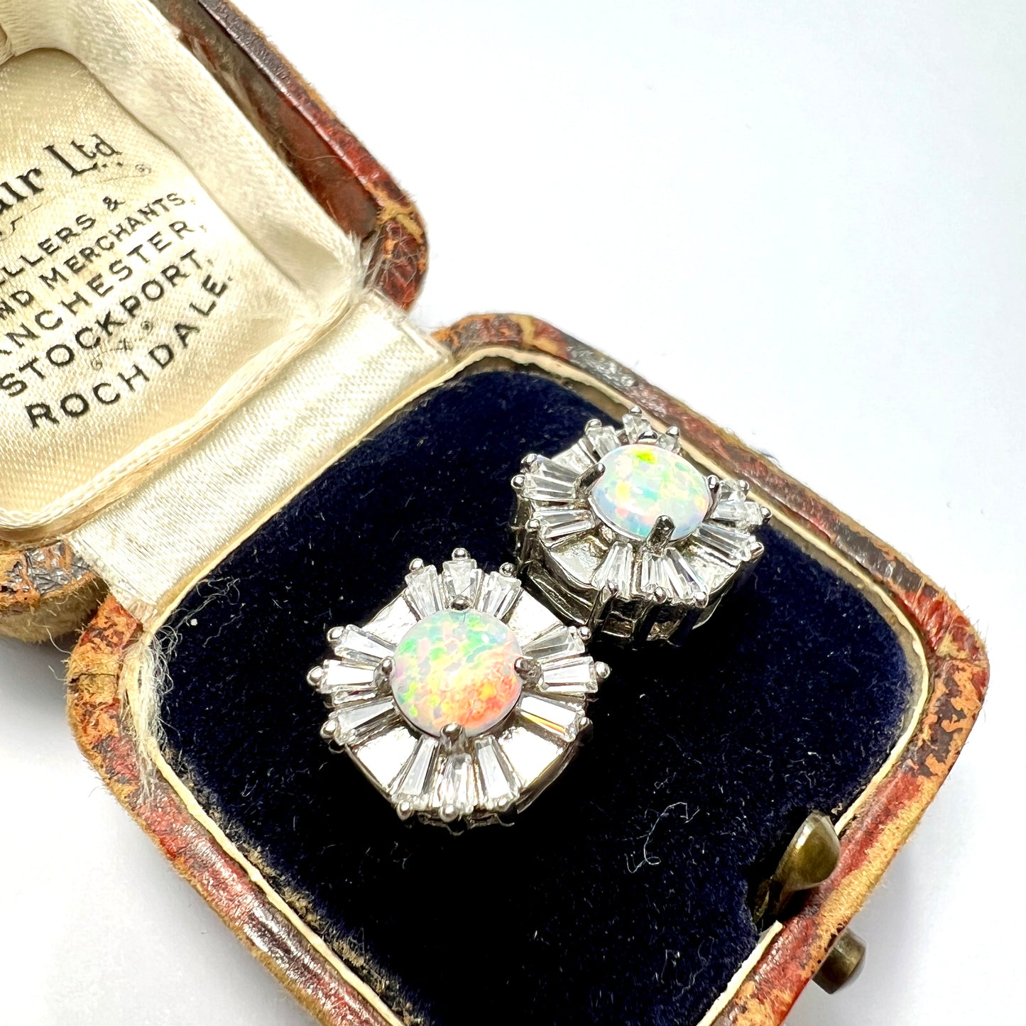 Vintage Opal and Paste Silver Studs