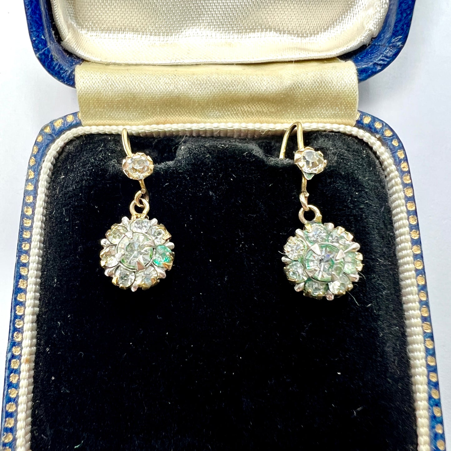 Vintage 9CT Gold Paste Cluster Earrings