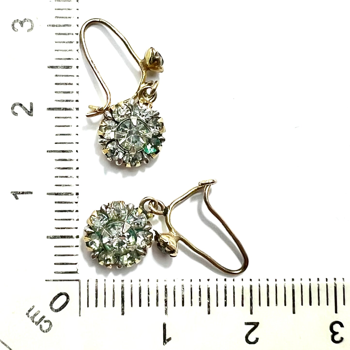 Vintage 9CT Gold Paste Cluster Earrings