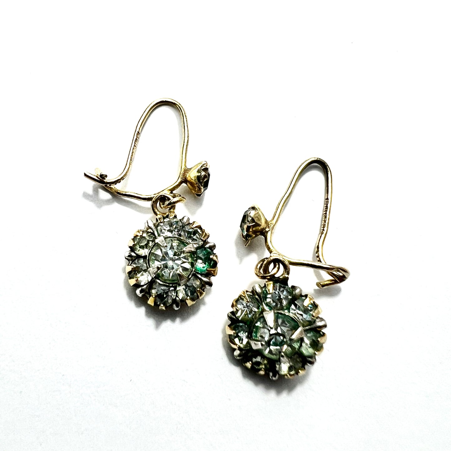 Vintage 9CT Gold Paste Cluster Earrings