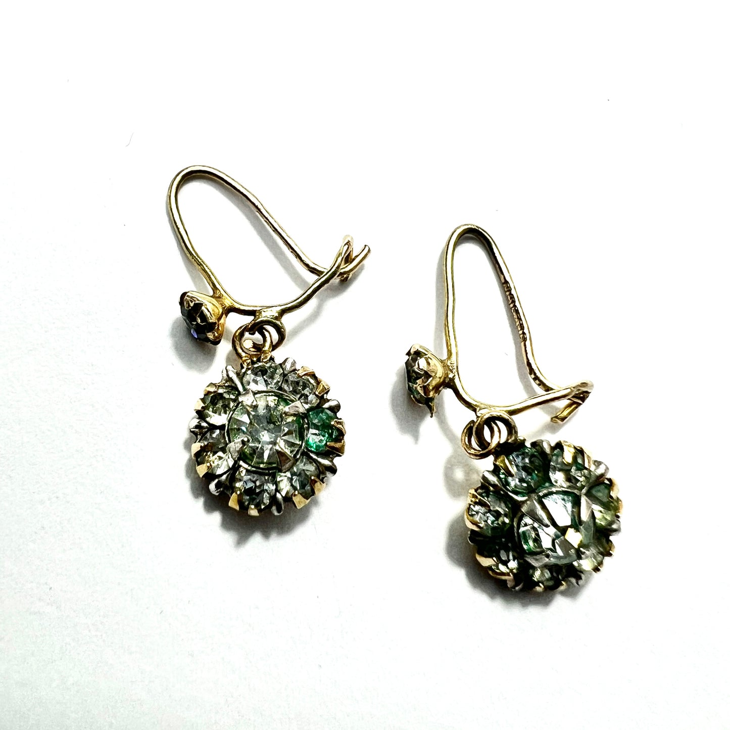 Vintage 9CT Gold Paste Cluster Earrings