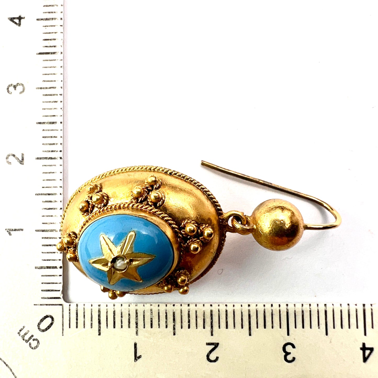 Victorian Turquoise Enamel Gilt Star Earrings
