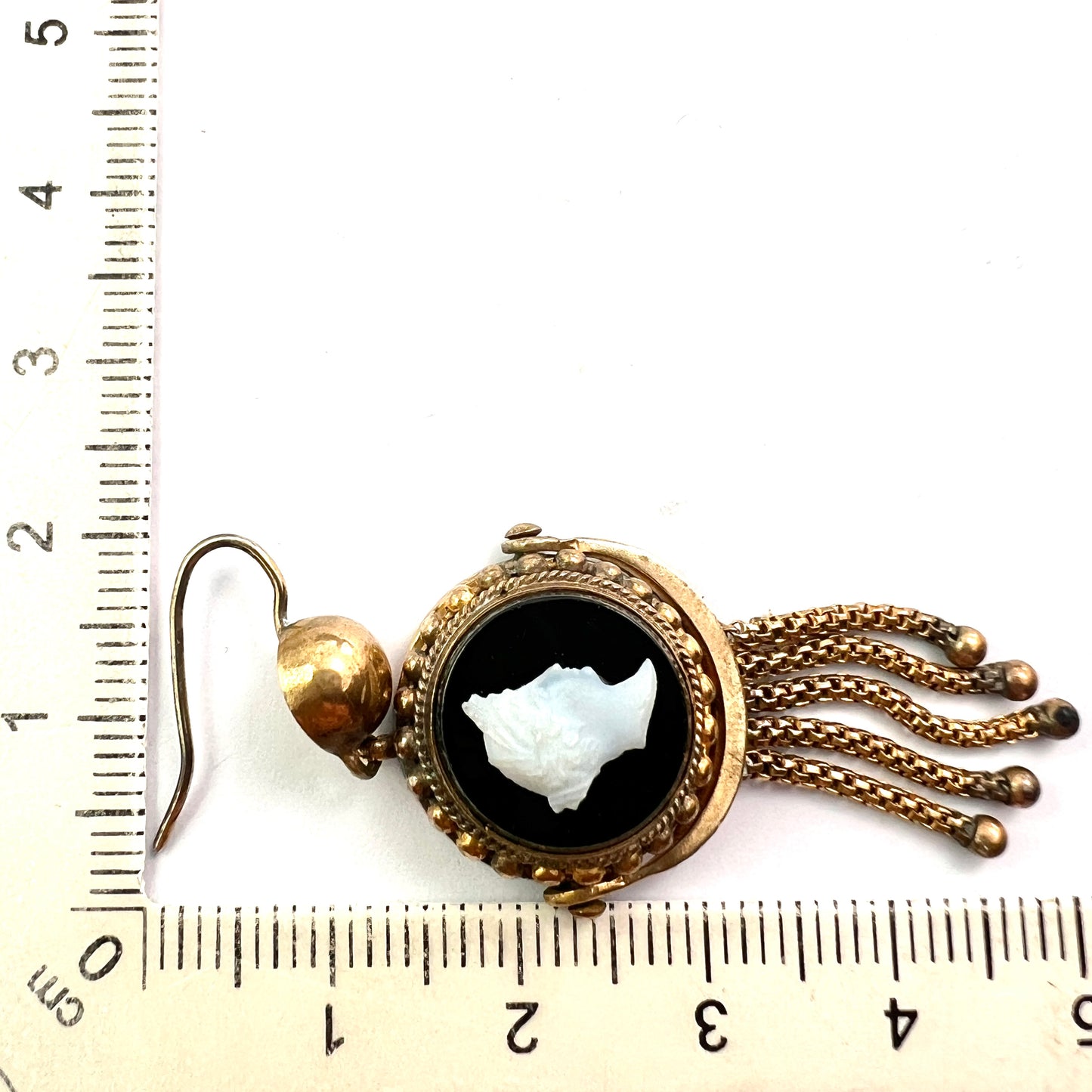 Victorian Classical Cameo Foxtail Tassel Earrings