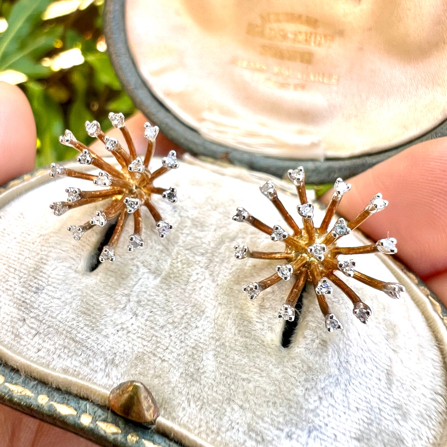 Modernist Diamond and Gold Sputnik Stud Earrings