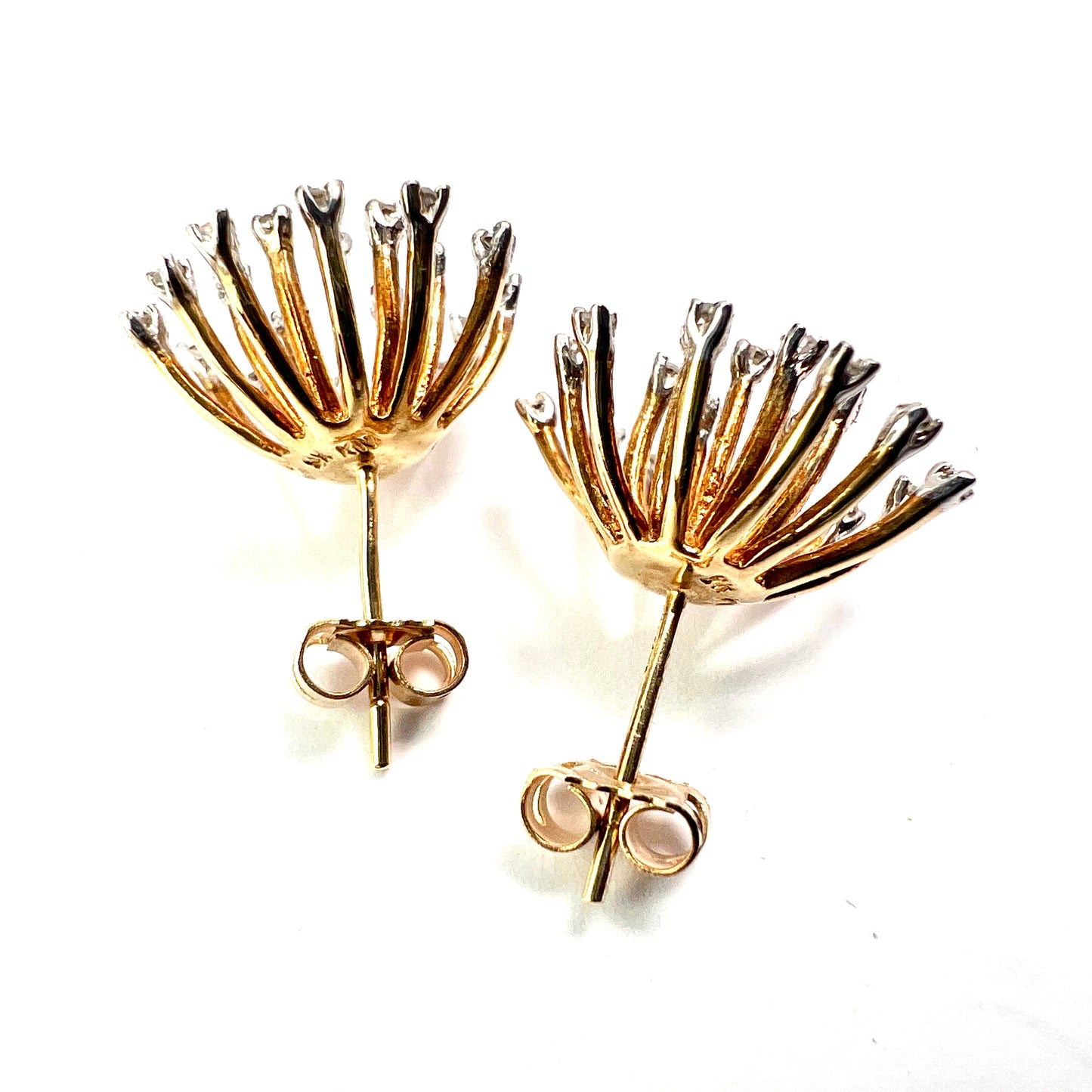 Modernist Diamond and Gold Sputnik Stud Earrings