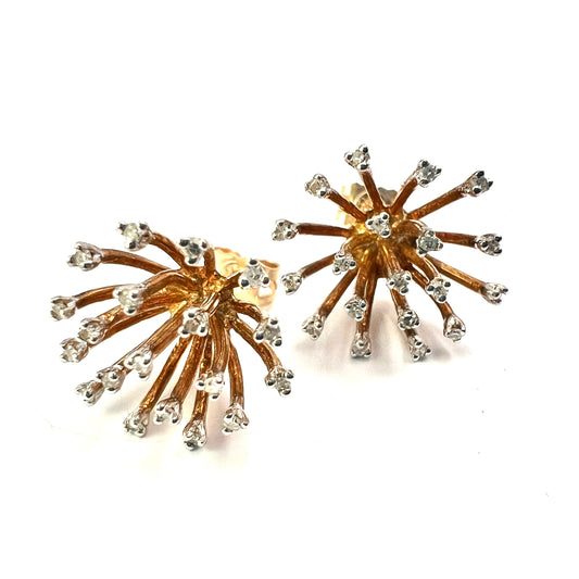 Modernist Diamond and Gold Sputnik Stud Earrings