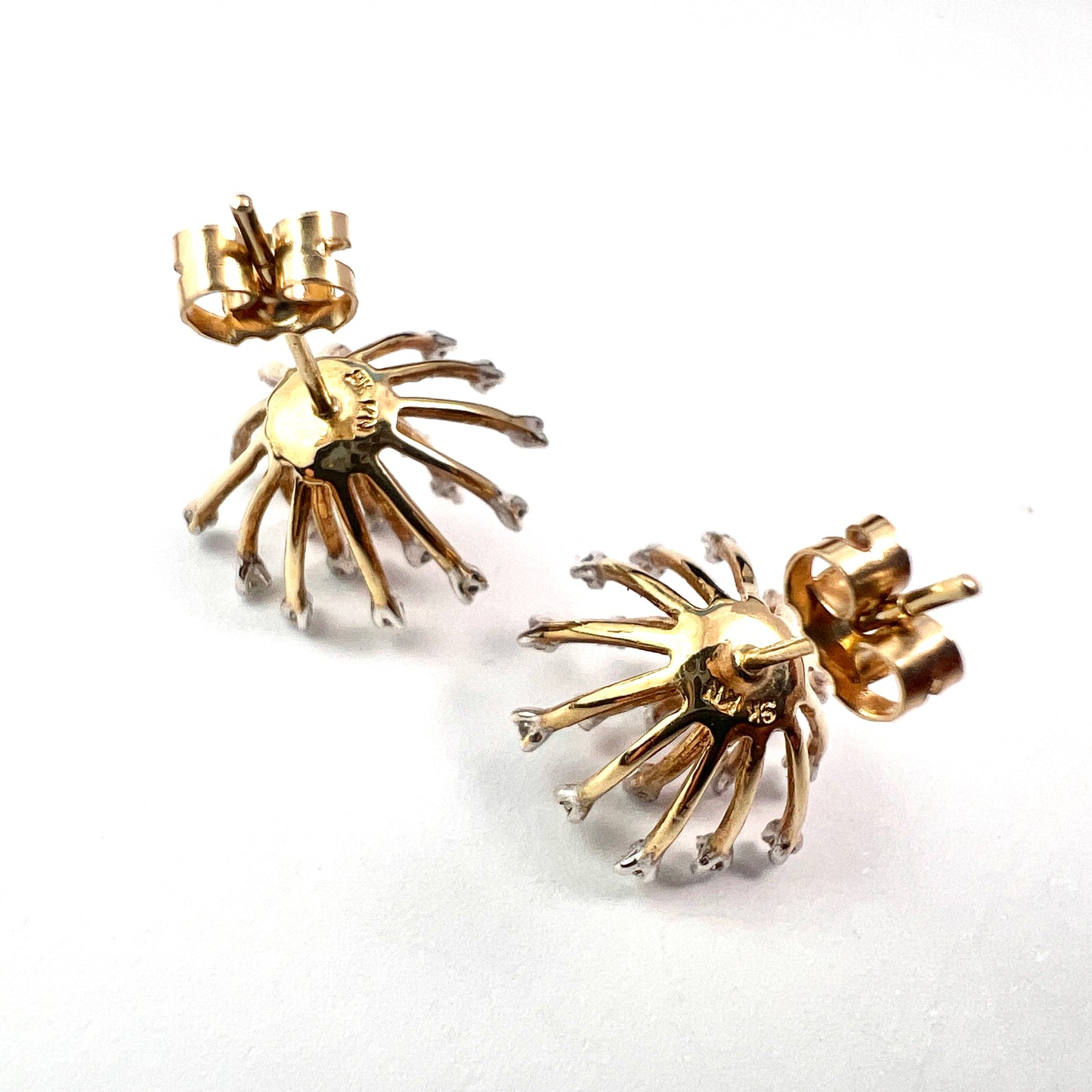 Modernist Diamond and Gold Sputnik Stud Earrings
