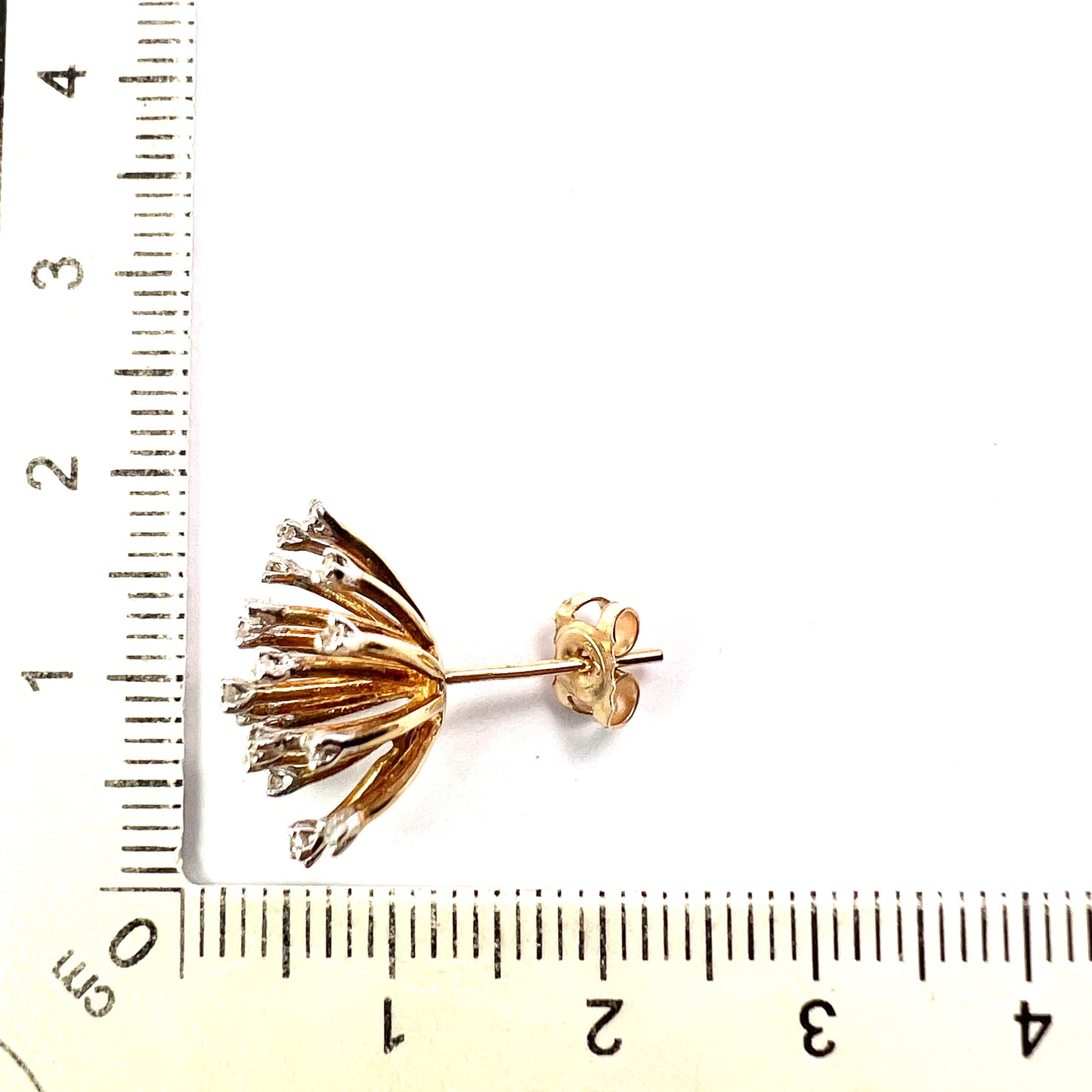 Modernist Diamond and Gold Sputnik Stud Earrings