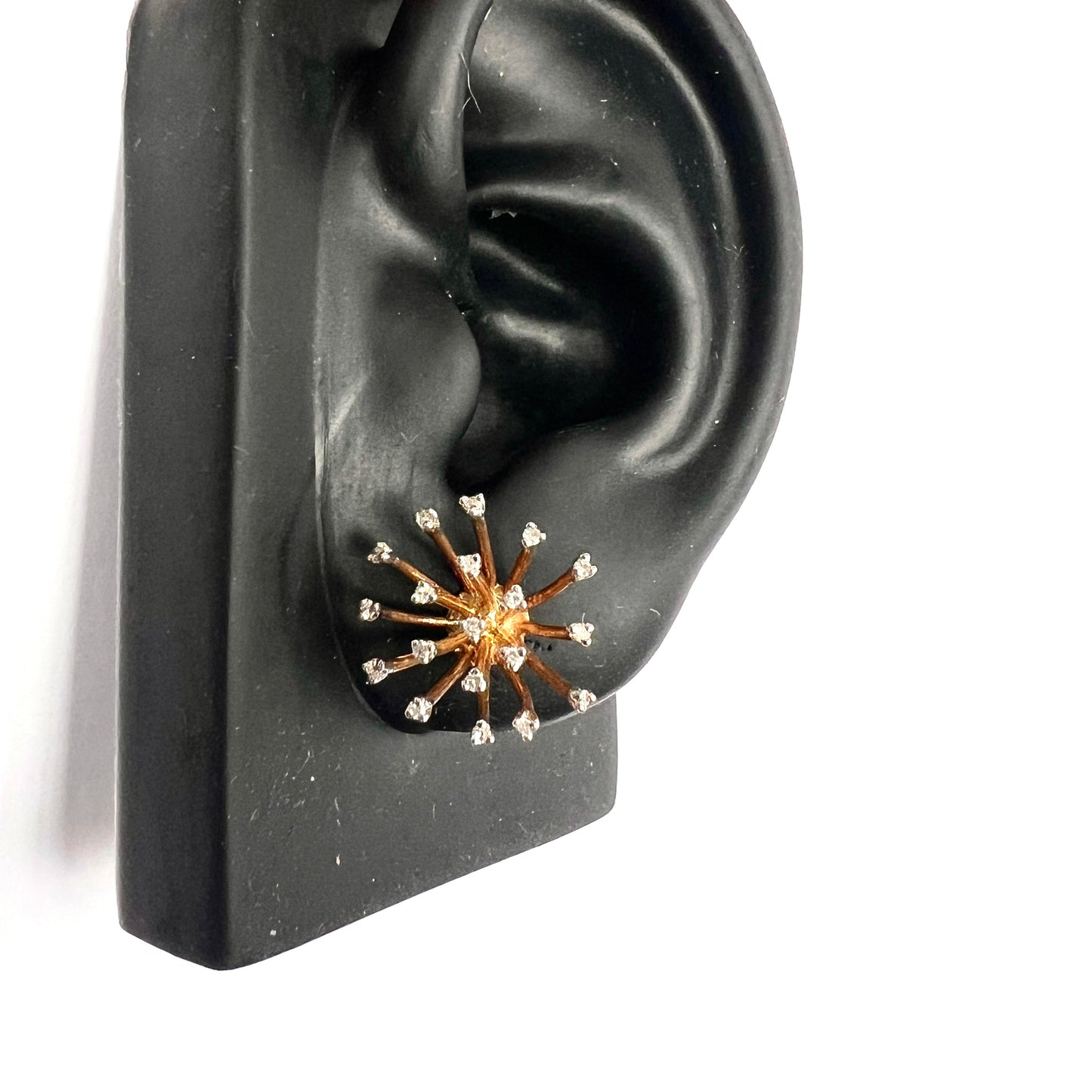 Modernist Diamond and Gold Sputnik Stud Earrings