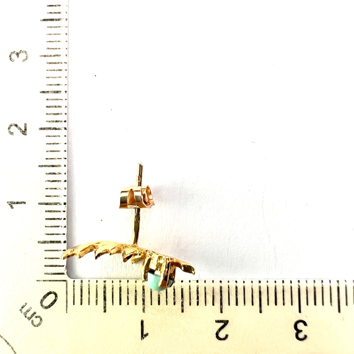 Vintage Gold and Turquoise Leaf Stud Earrings