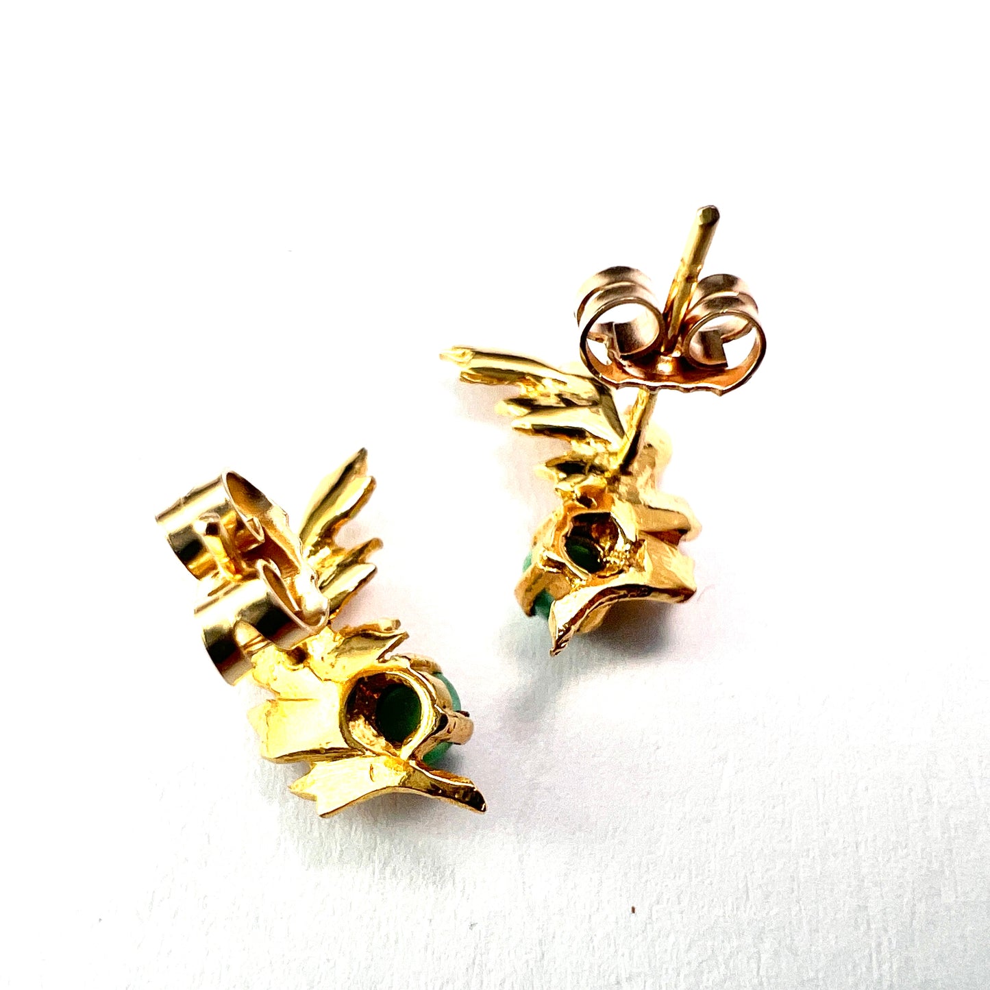 Vintage Gold and Turquoise Leaf Stud Earrings