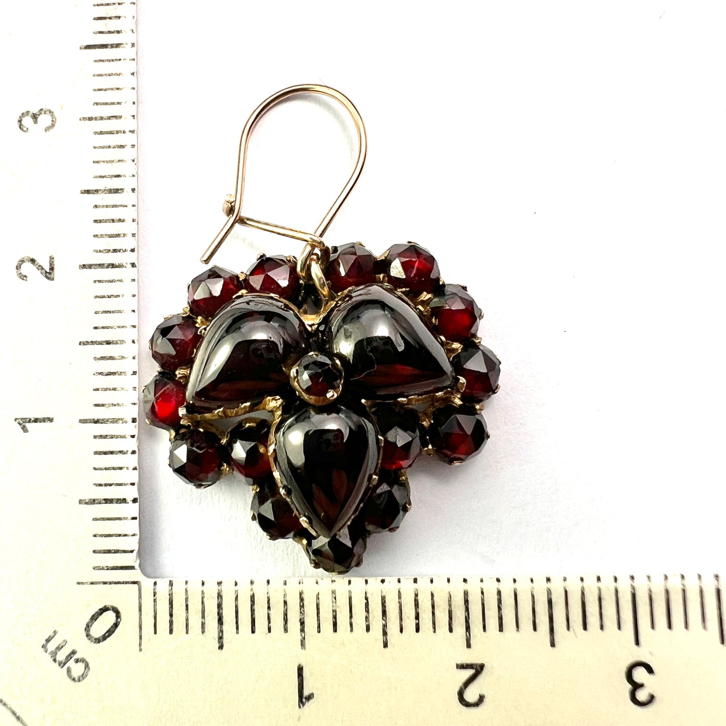 Victorian Bohemian Garnet Ivy Leaf Earrings