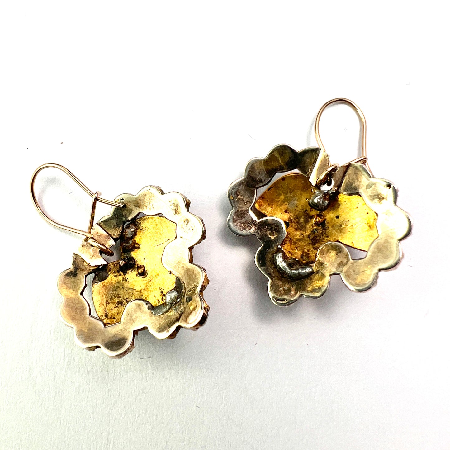 Victorian Bohemian Garnet Ivy Leaf Earrings