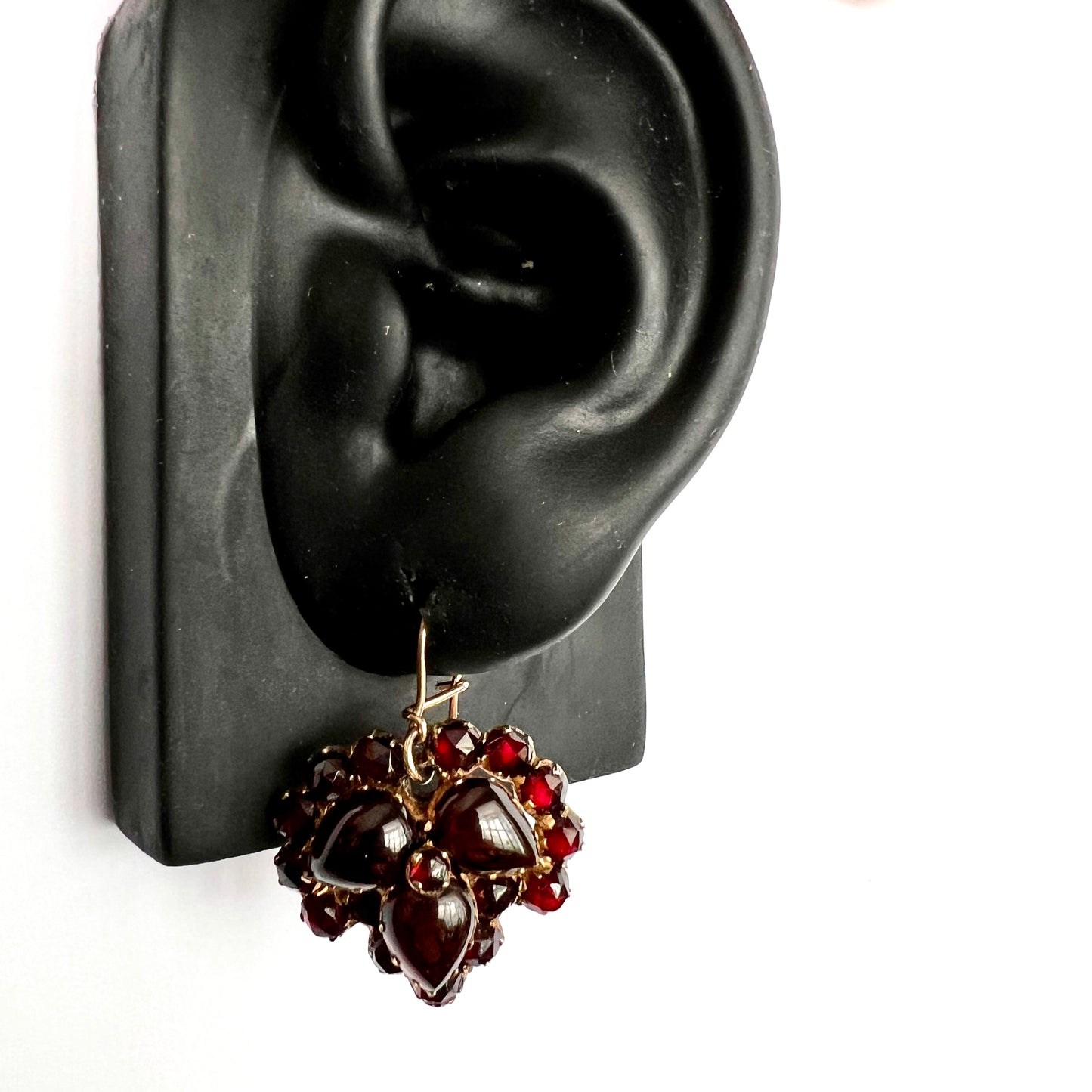 Victorian Bohemian Garnet Ivy Leaf Earrings