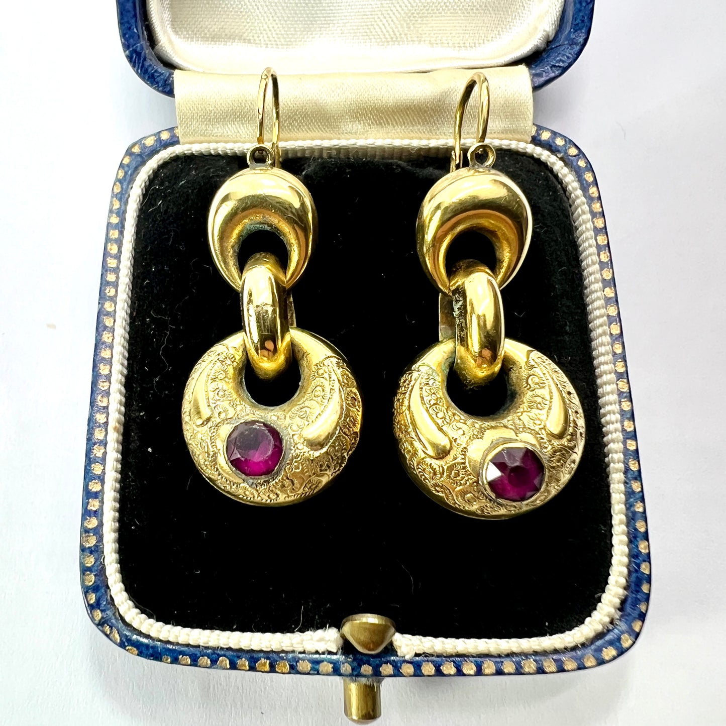 Victorian Gold and Garnet Paste Earrings