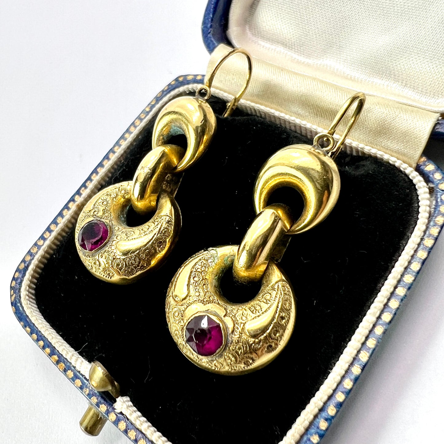 Victorian Gold and Garnet Paste Earrings