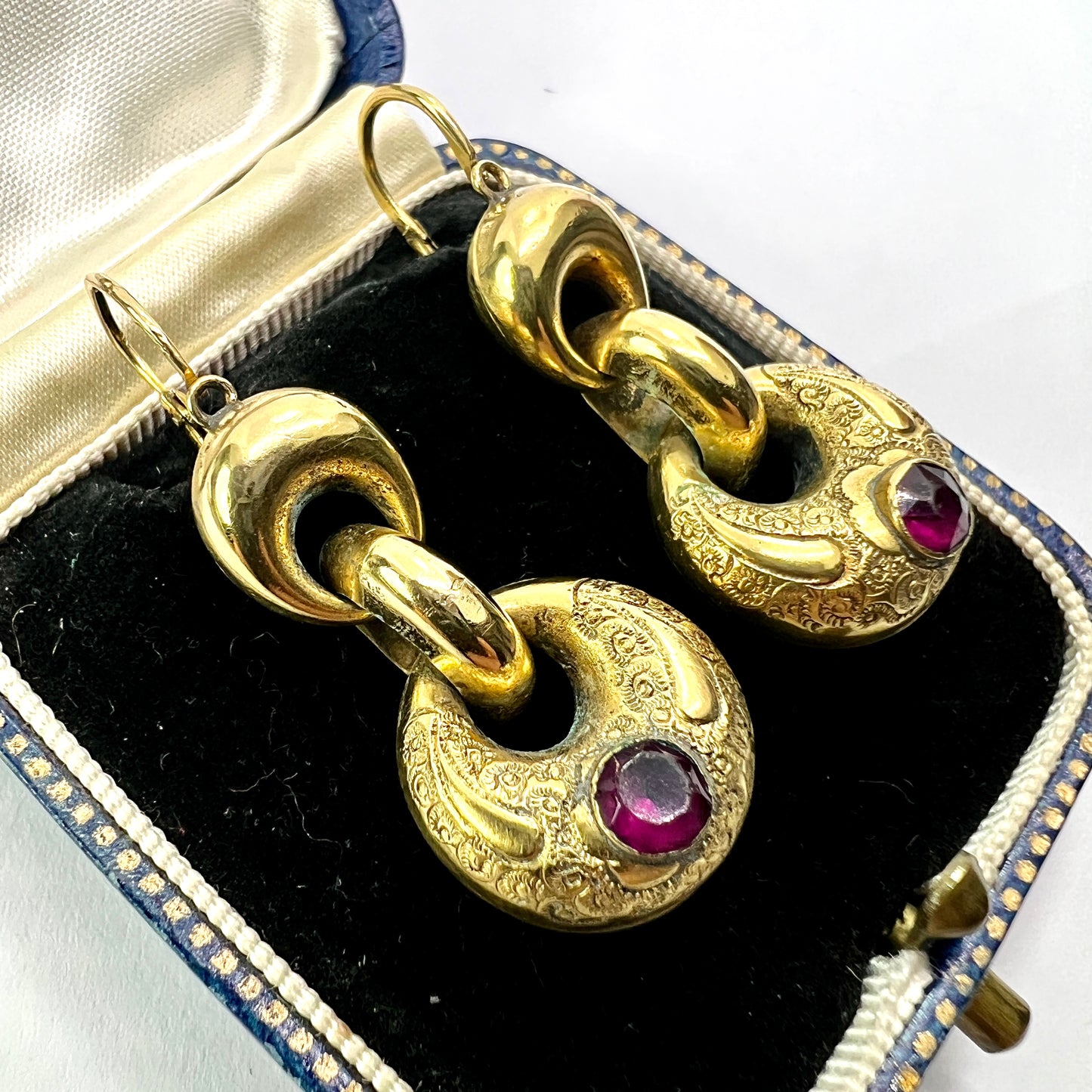 Victorian Gold and Garnet Paste Earrings