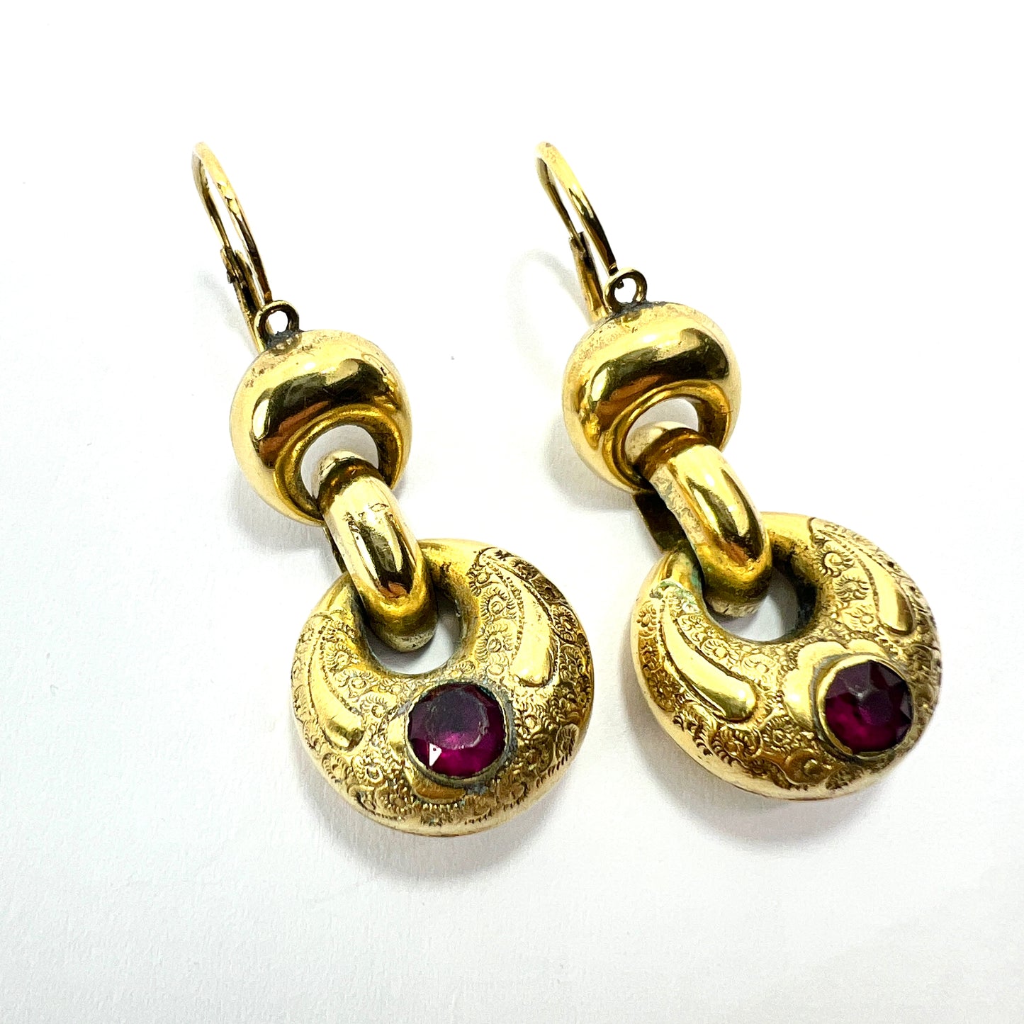 Victorian Gold and Garnet Paste Earrings