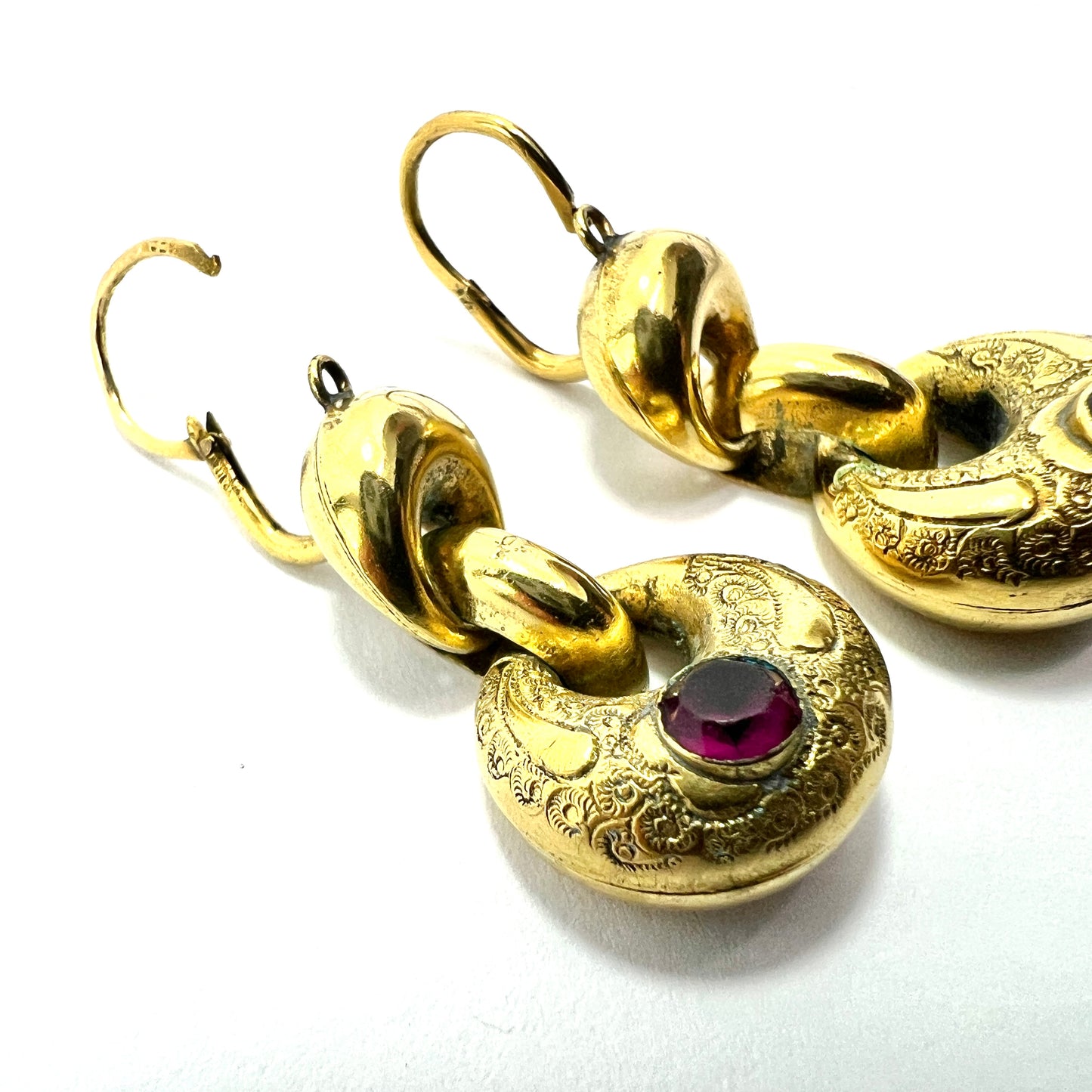 Victorian Gold and Garnet Paste Earrings