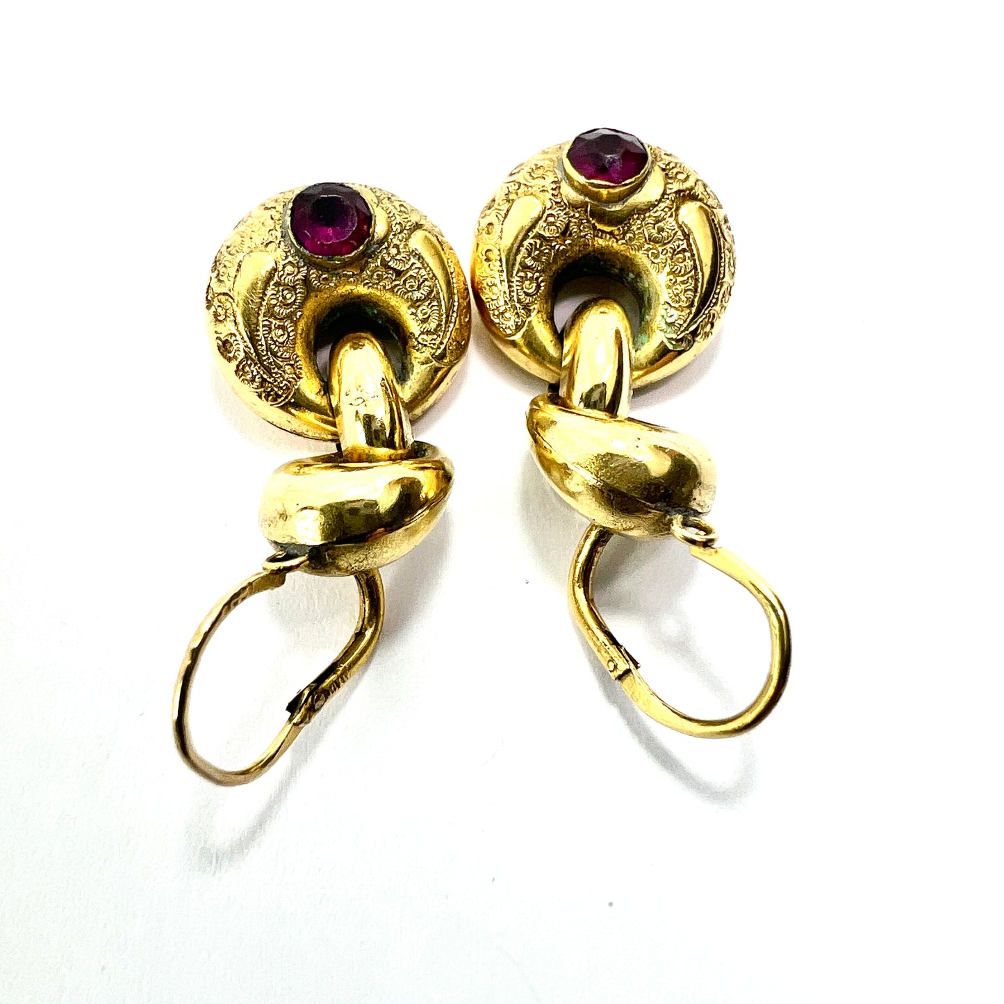 Victorian Gold and Garnet Paste Earrings