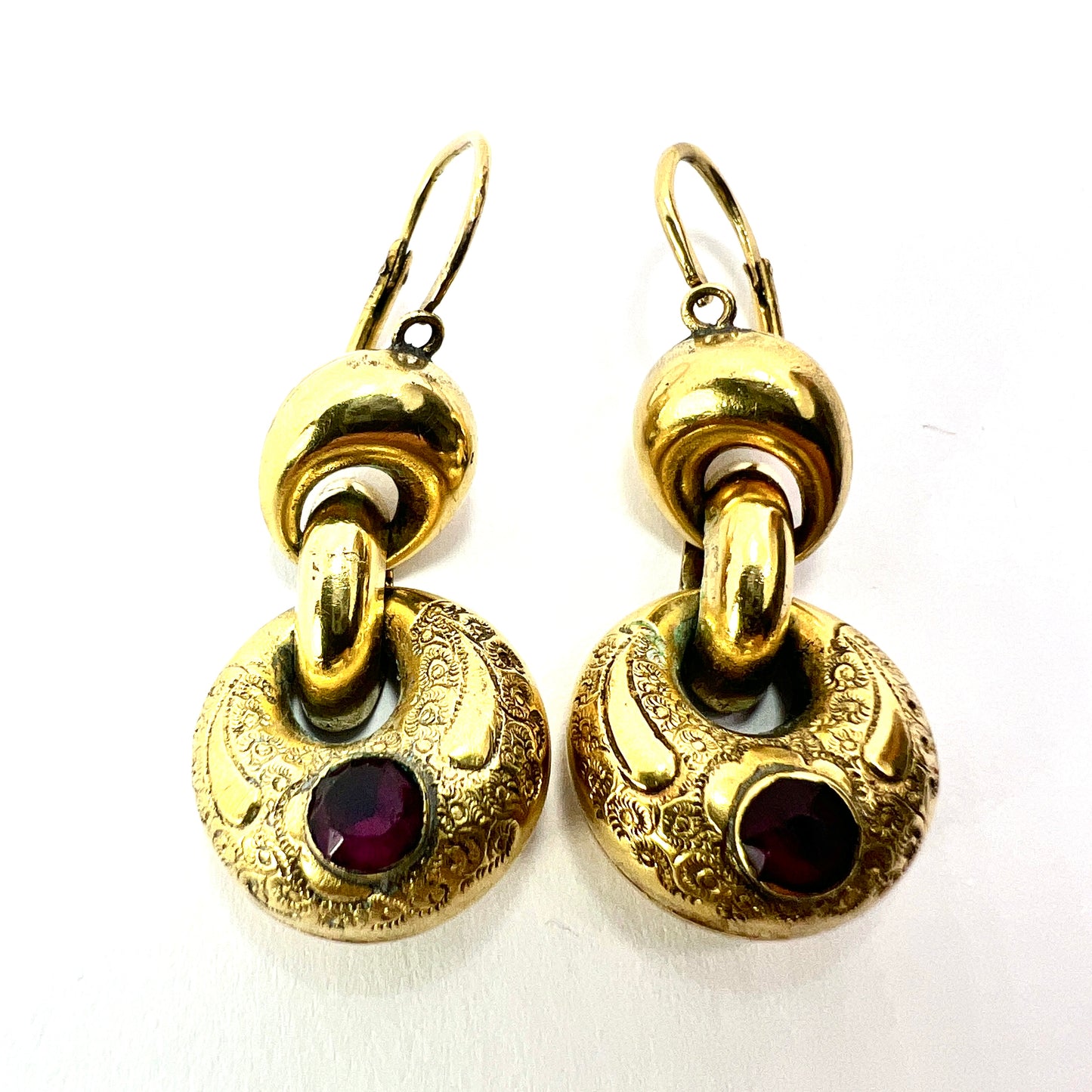 Victorian Gold and Garnet Paste Earrings