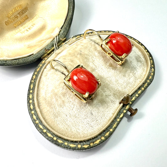 Vintage Coral 18CT Gold Earrings