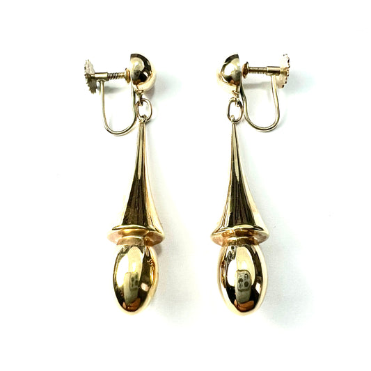 Large Victorian Gold Screwback Drop Earrings