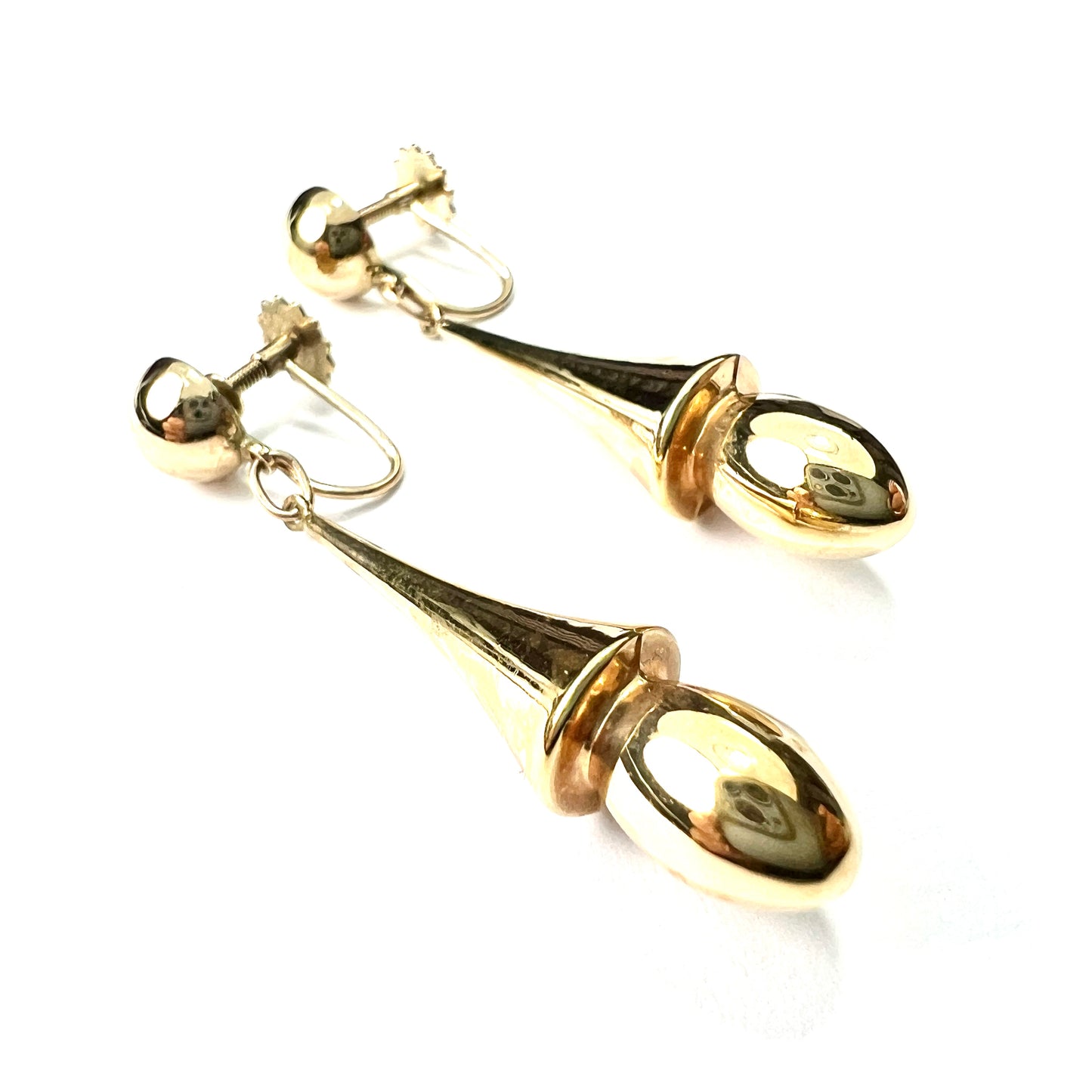 Large Victorian Gold Screwback Drop Earrings