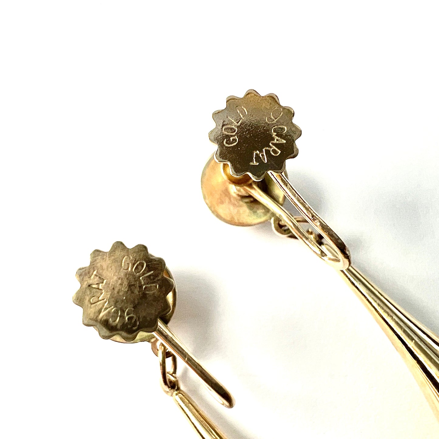 Large Victorian Gold Screwback Drop Earrings