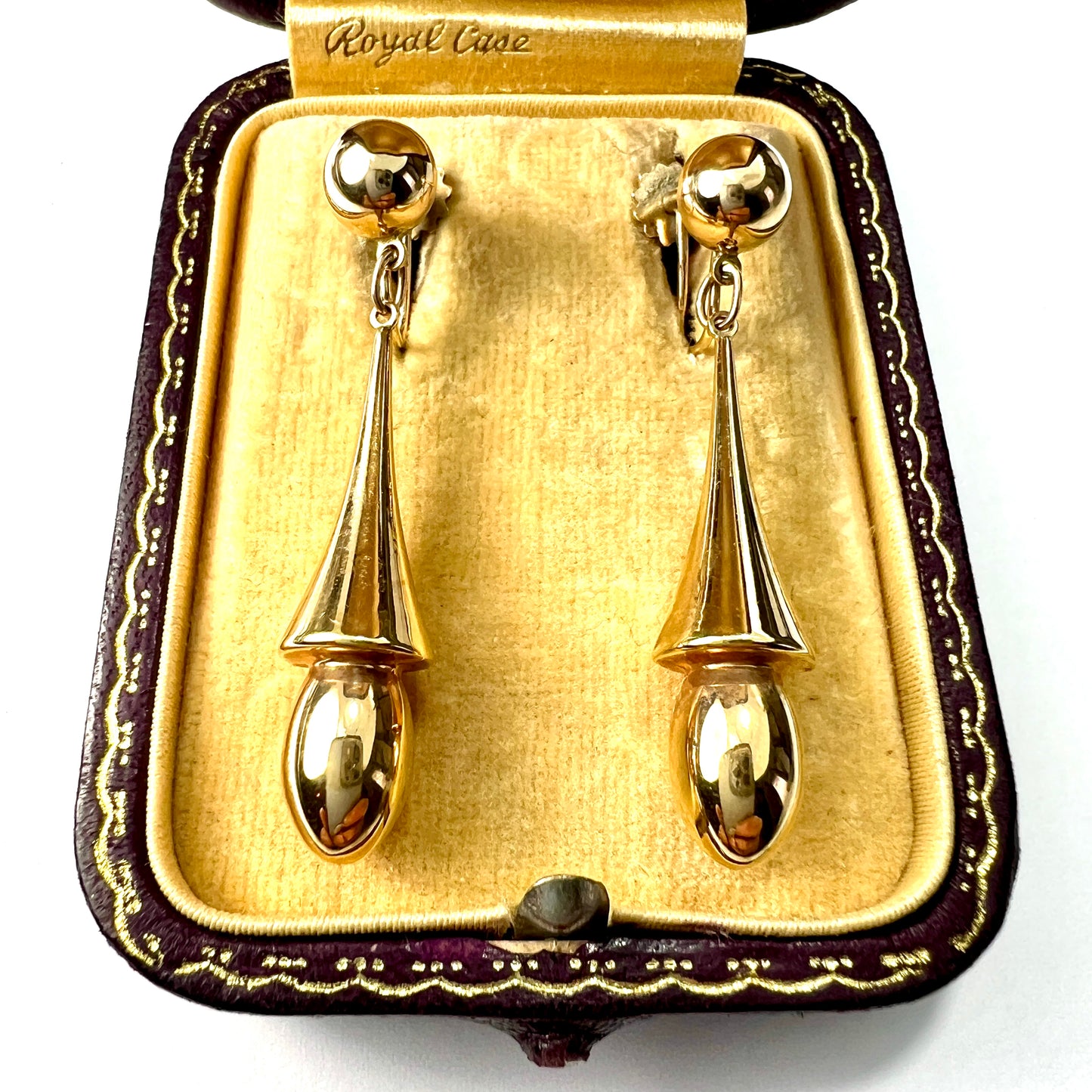 Large Victorian Gold Screwback Drop Earrings
