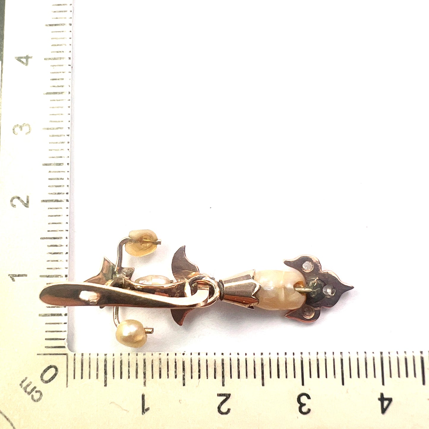 Art Nouveau Gold Baroque Pearl and Diamond Star Earrings