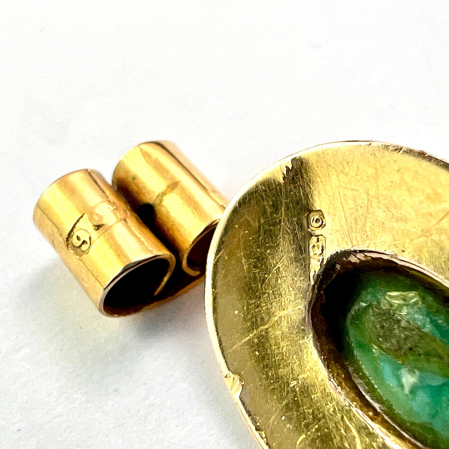 Antique Etruscan Revival Turquoise Gold Earrings