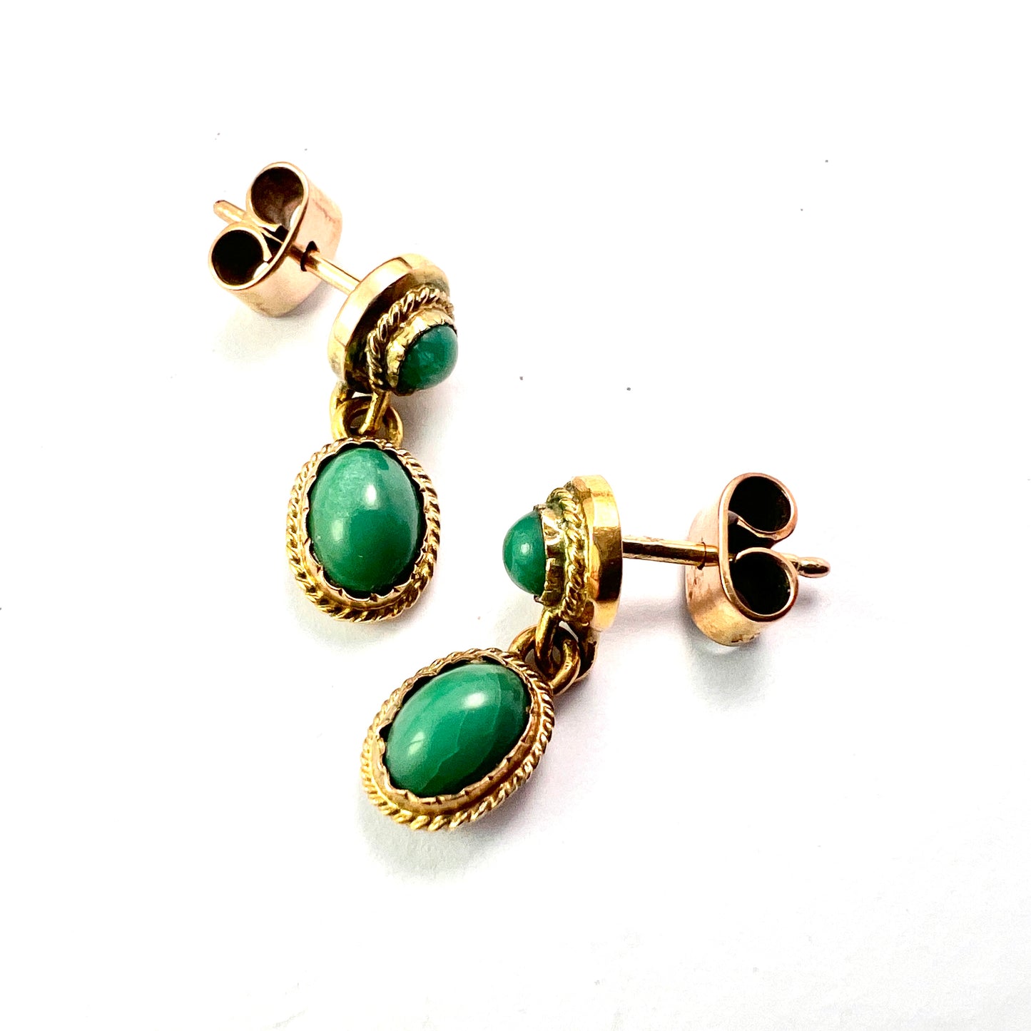 Vintage Turquoise Gold Drop Earrings