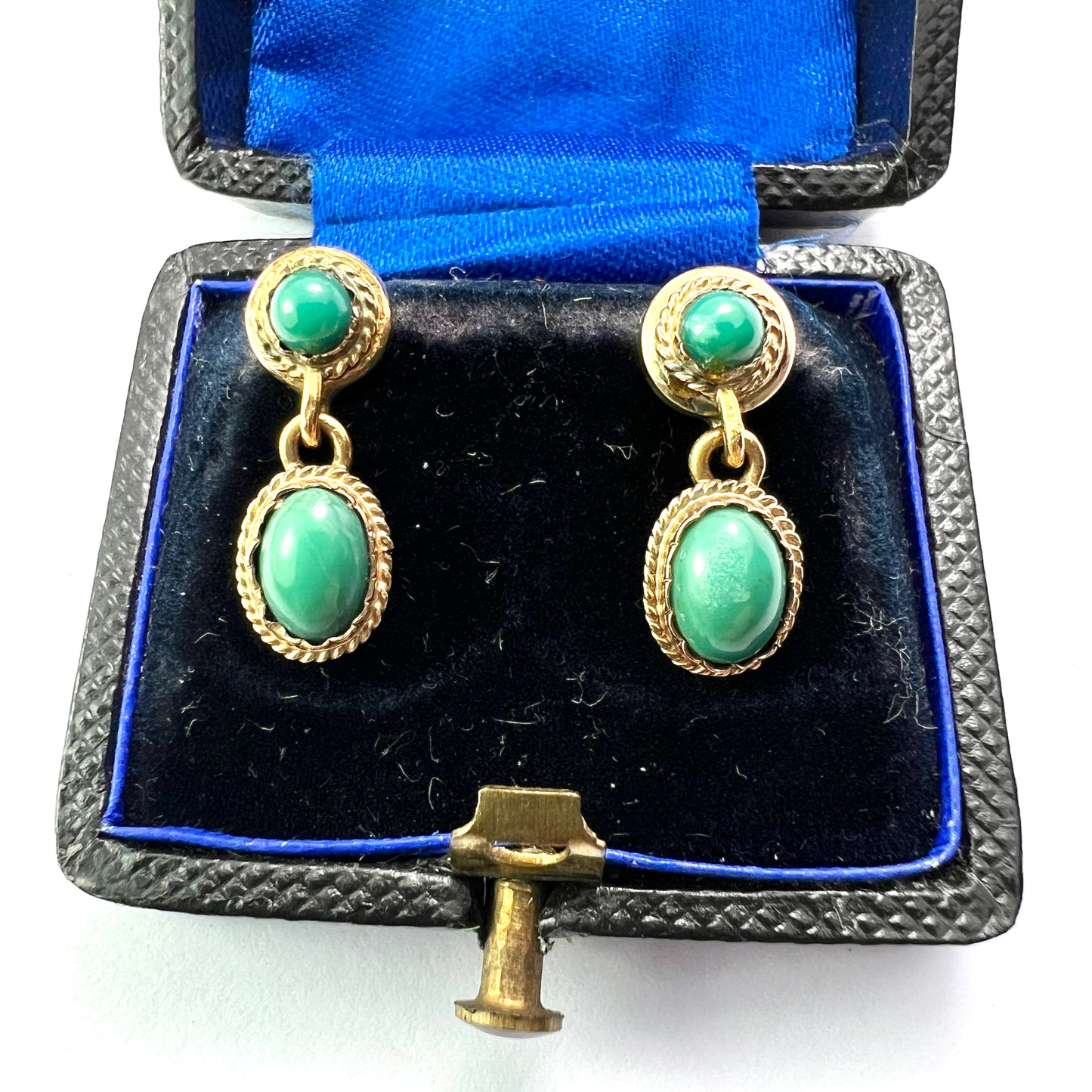 Vintage Turquoise Gold Drop Earrings