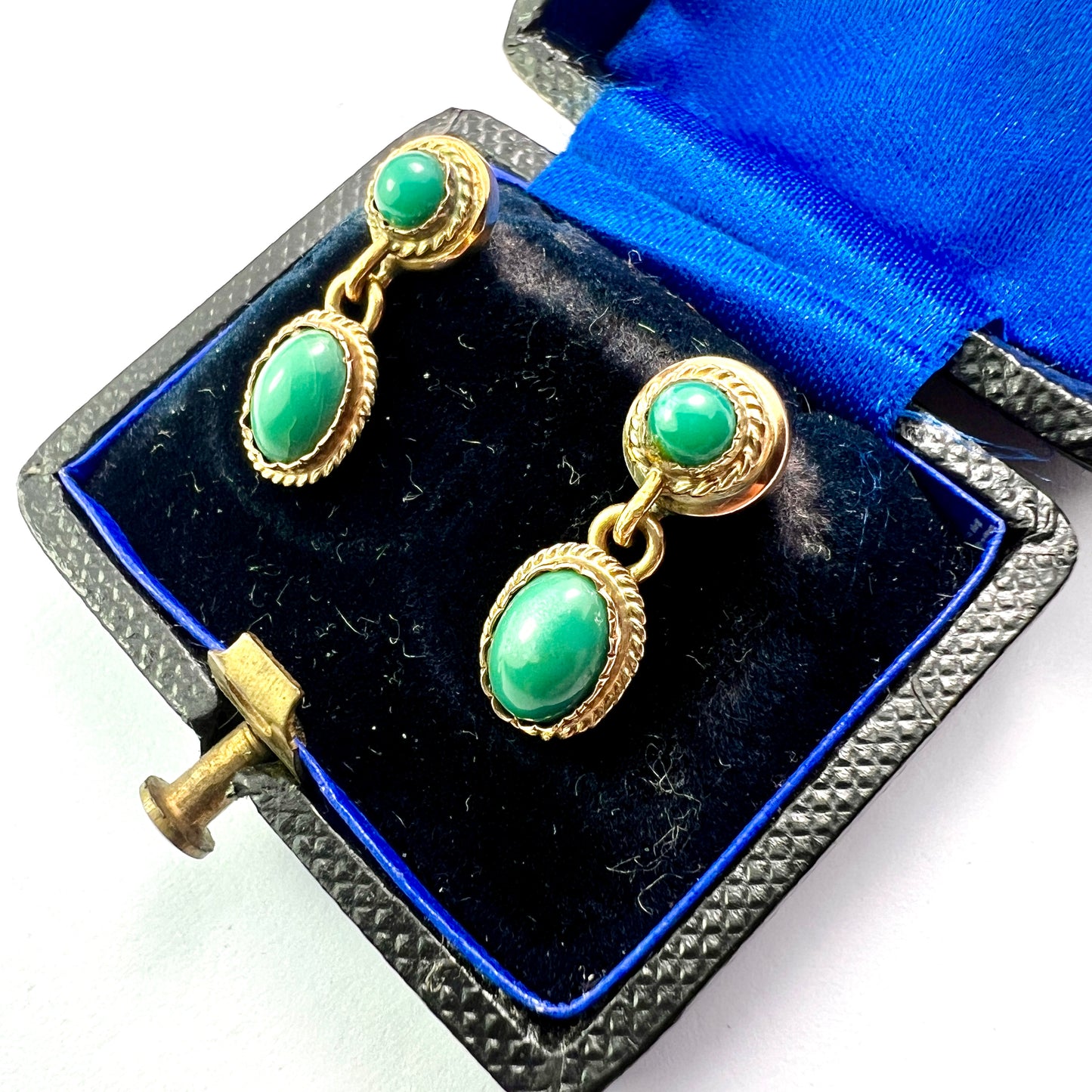 Vintage Turquoise Gold Drop Earrings