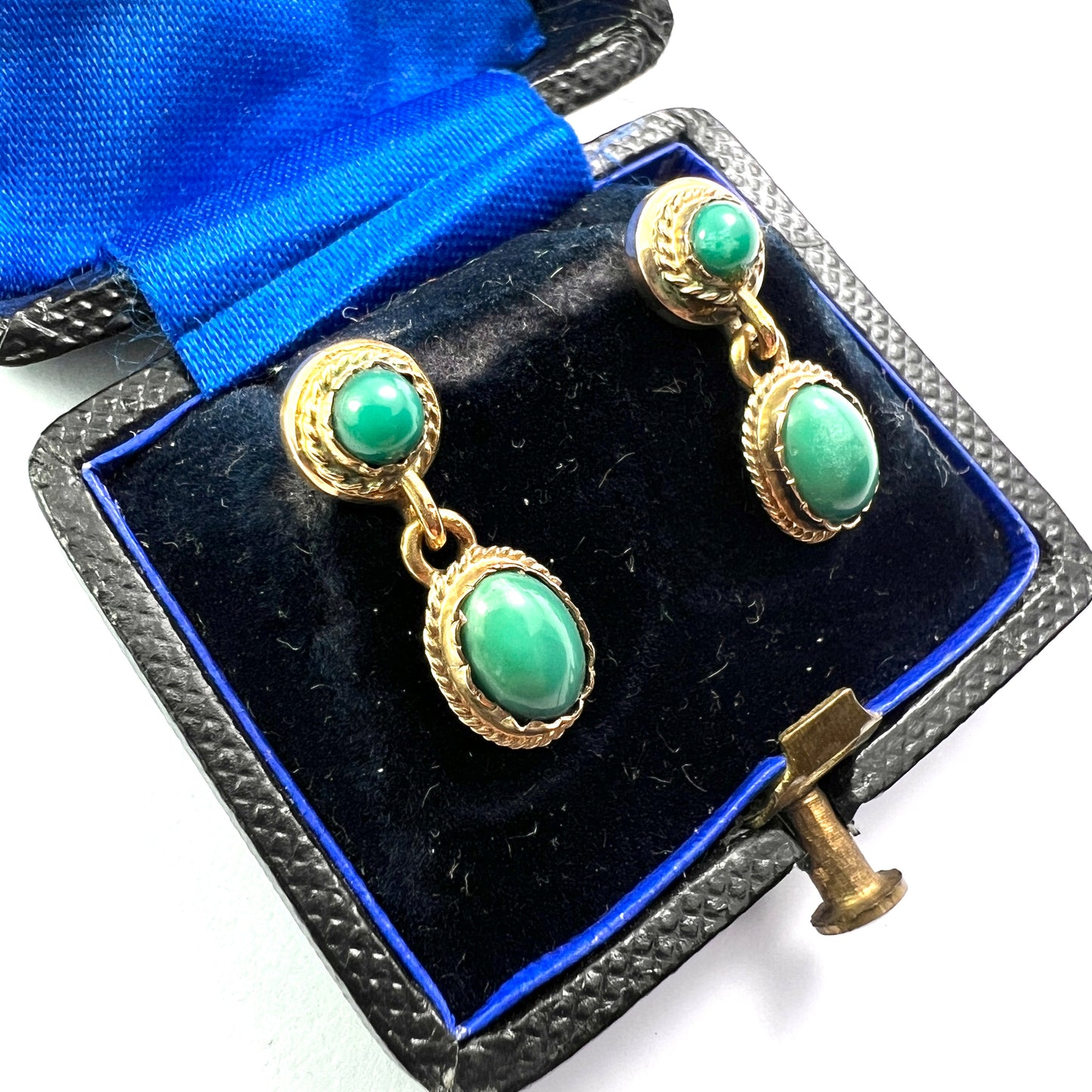 Vintage Turquoise Gold Drop Earrings